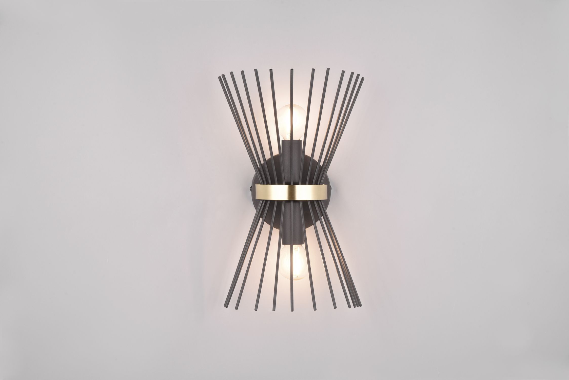 Dekorative Wandleuchte Schwarz Gold E27 H:31 cm 2-flmg Lampe, Kronleuchter, Festival, Chanukka Menora