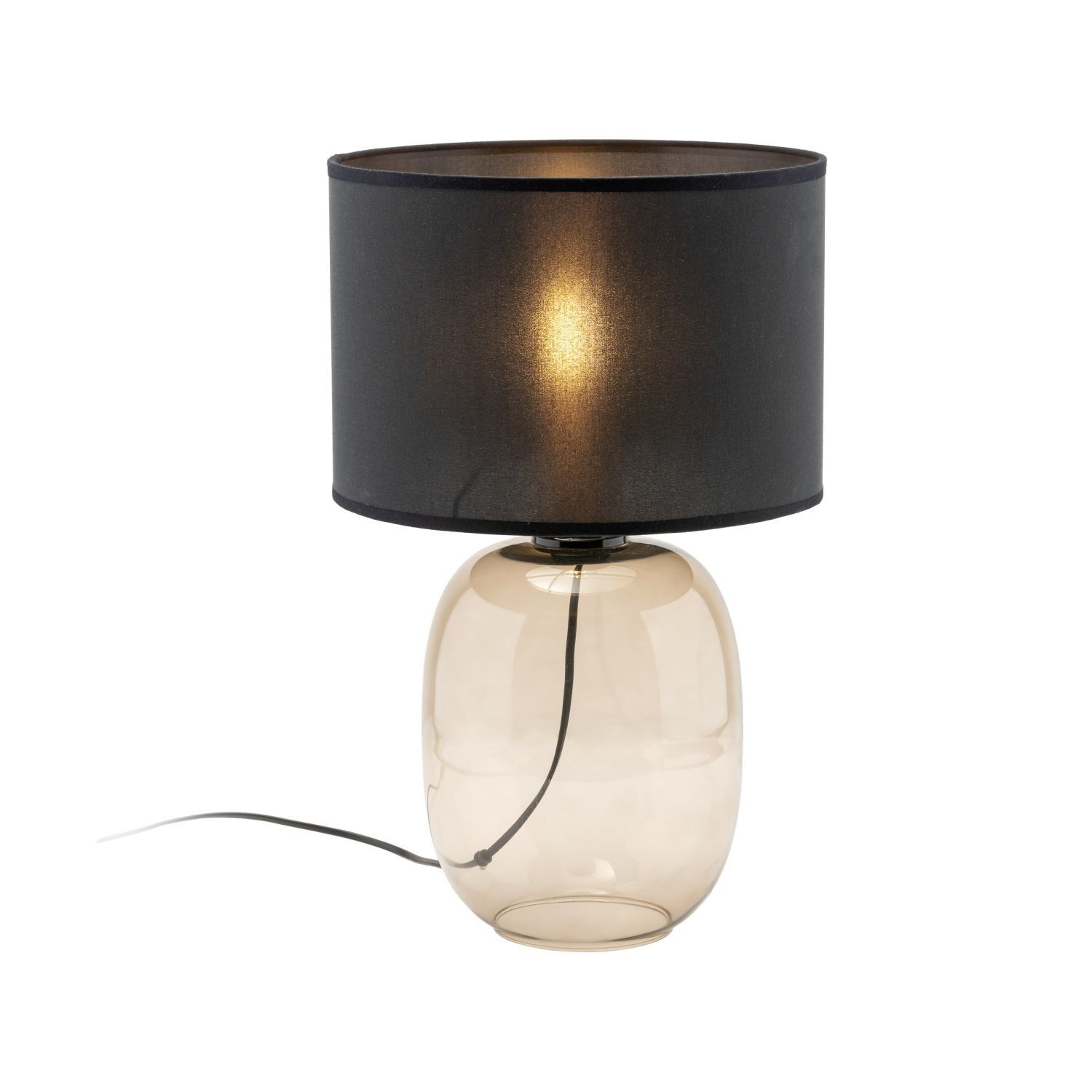 Tischlampe Rauchglas Stoff E27 48 cm Ø 30 cm KYLE