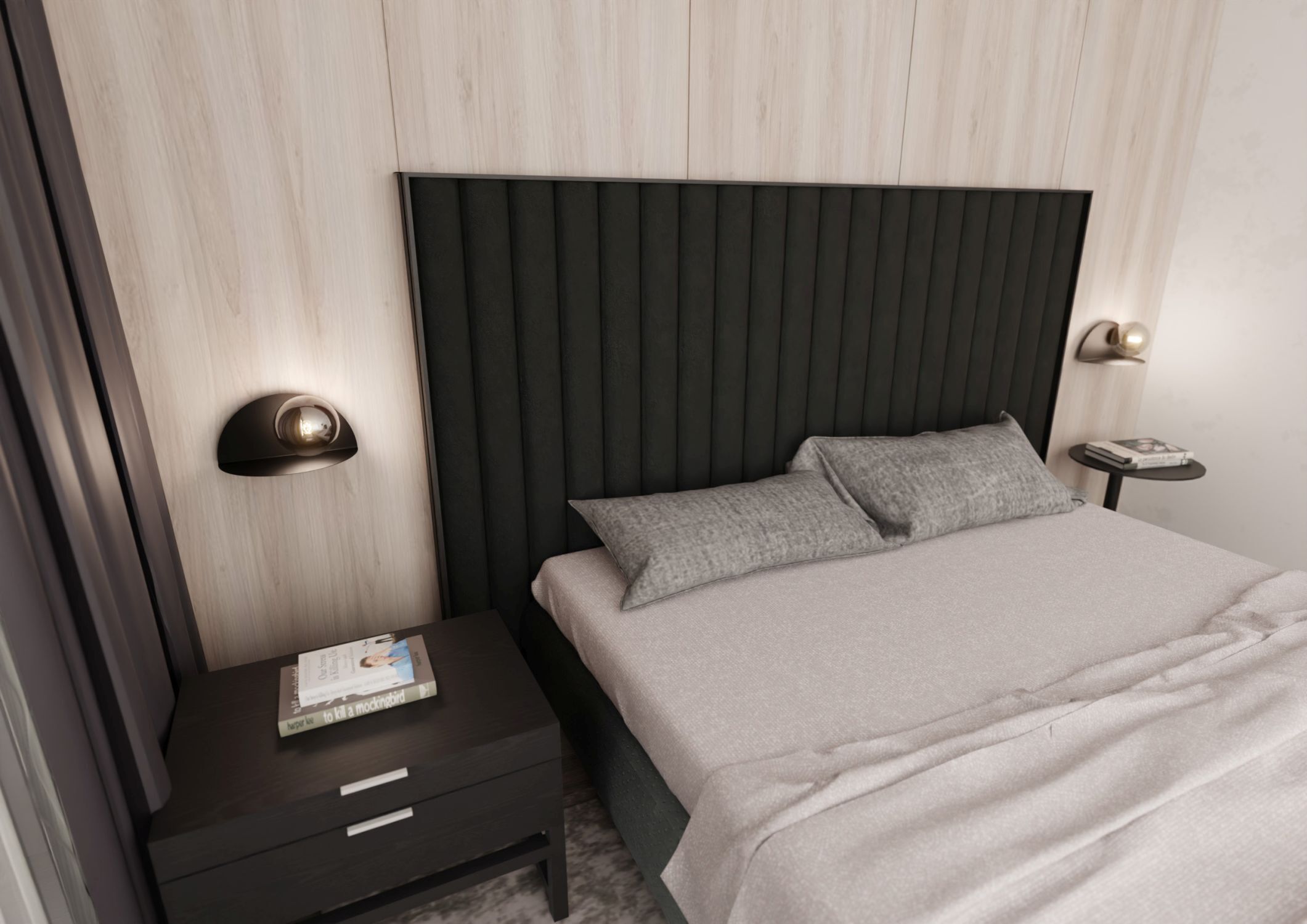 Wandlampe Rauchglas Metall B: 30 cm Schwarz Graphit E14 Drinnen, Innenarchitektur, Paneele aus Holz, Bett, Mobiliar