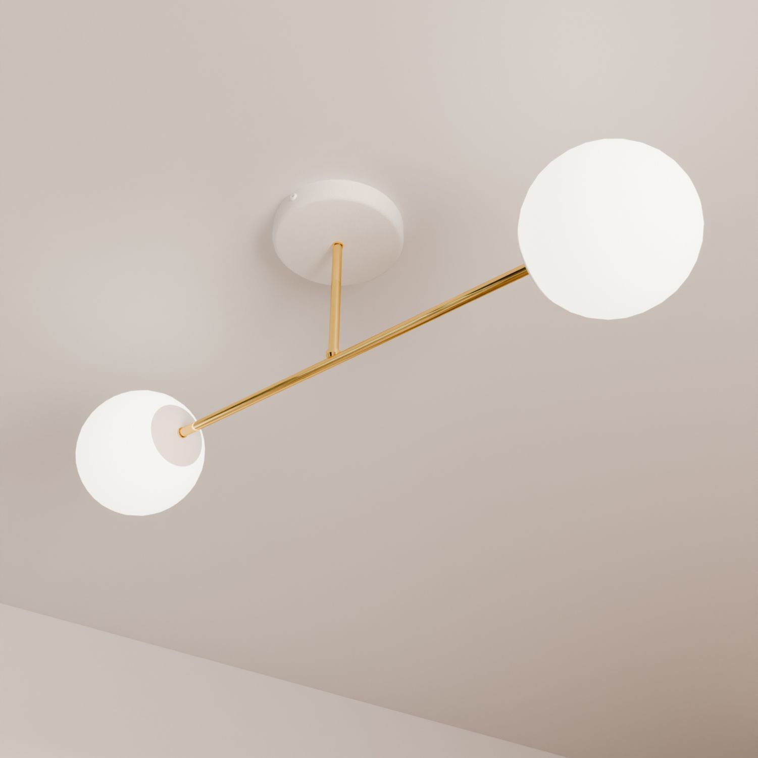 Deckenleuchte Weiß Gold 2-flammig 55 cm E14 ANNETTA