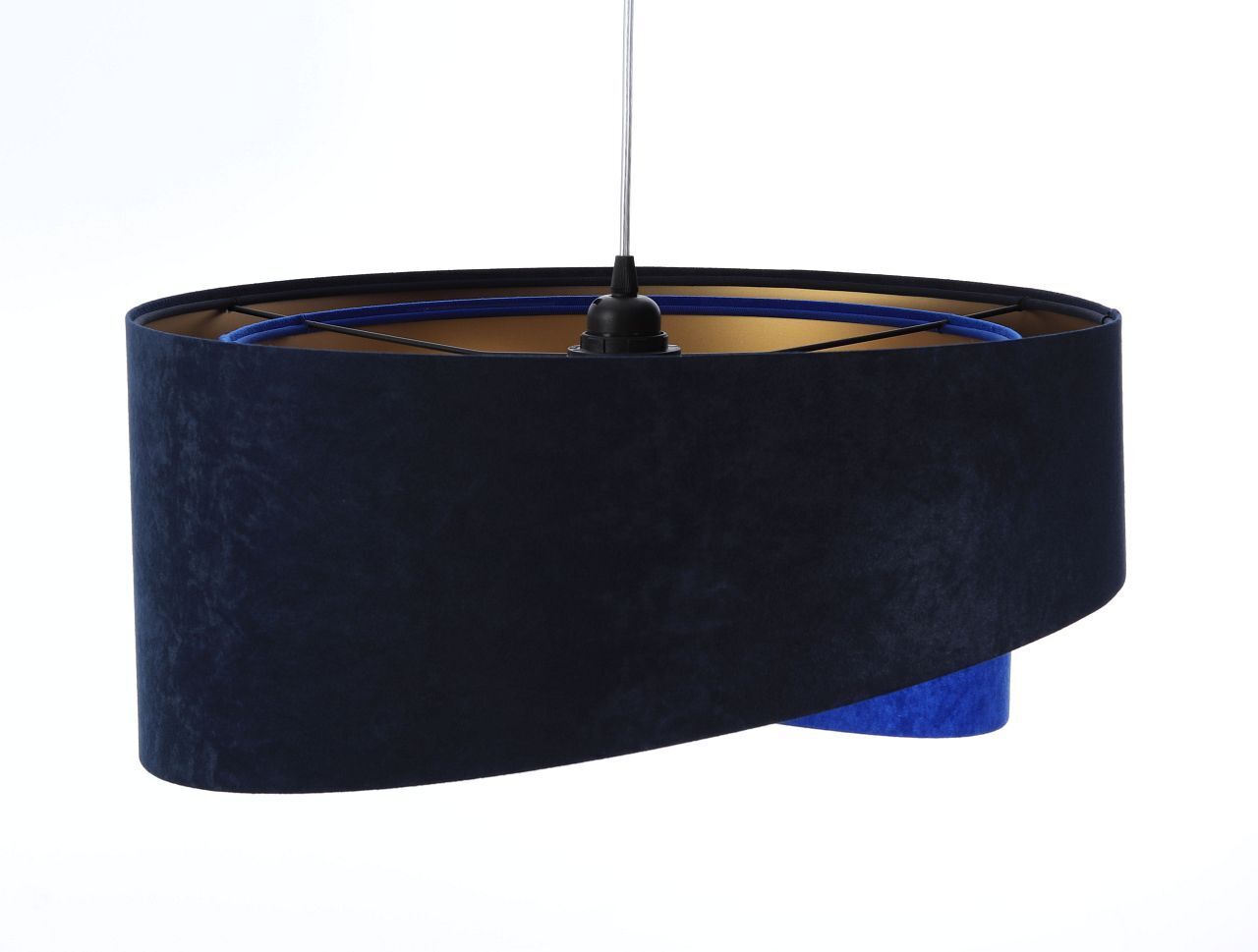 Hängelampe Blau Gold E27 Ø 50 cm Stoff Schirm Veloursoptik