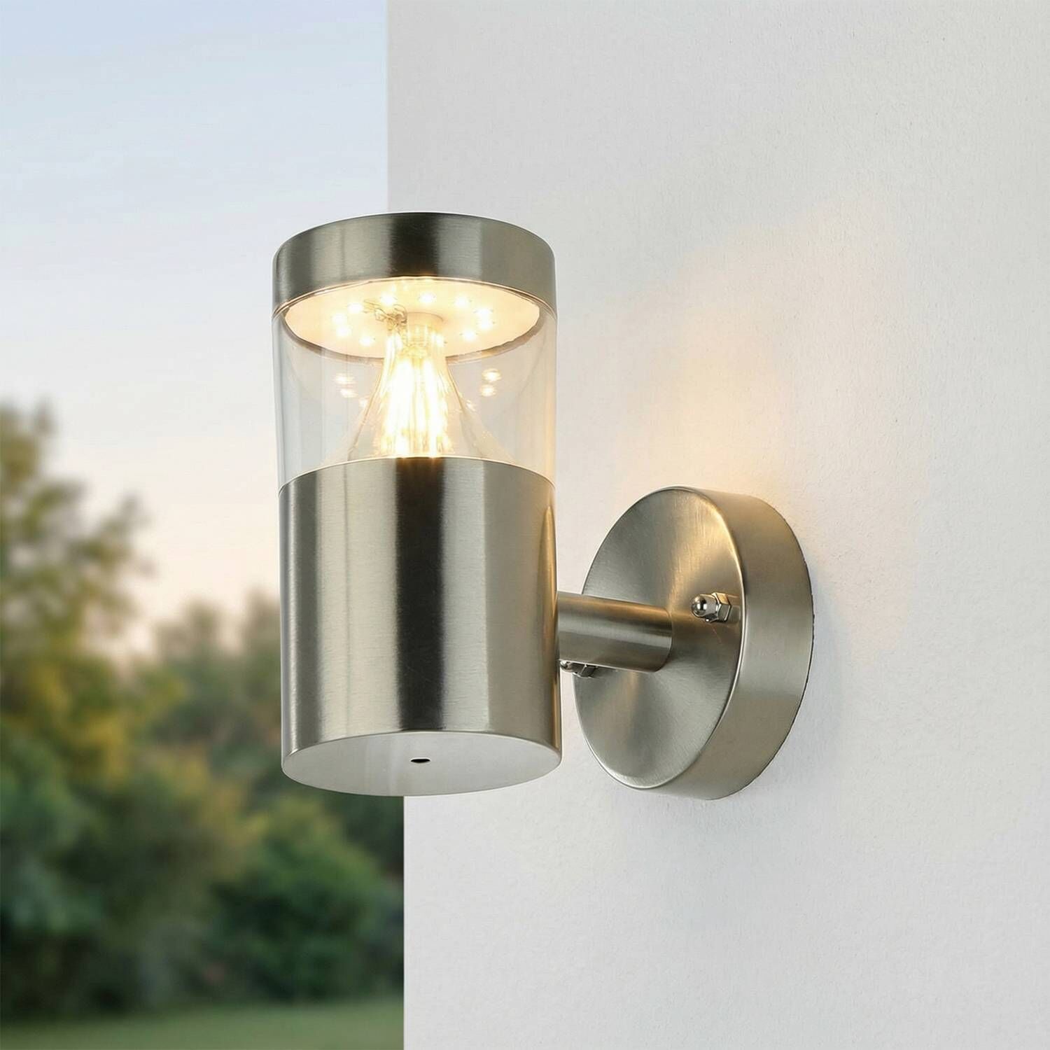 LED Außenwandleuchte Edelstahl 15,5 cm hoch IP44 LED Außenwandleuchte Edelstahl 15,5 cm hoch IP44