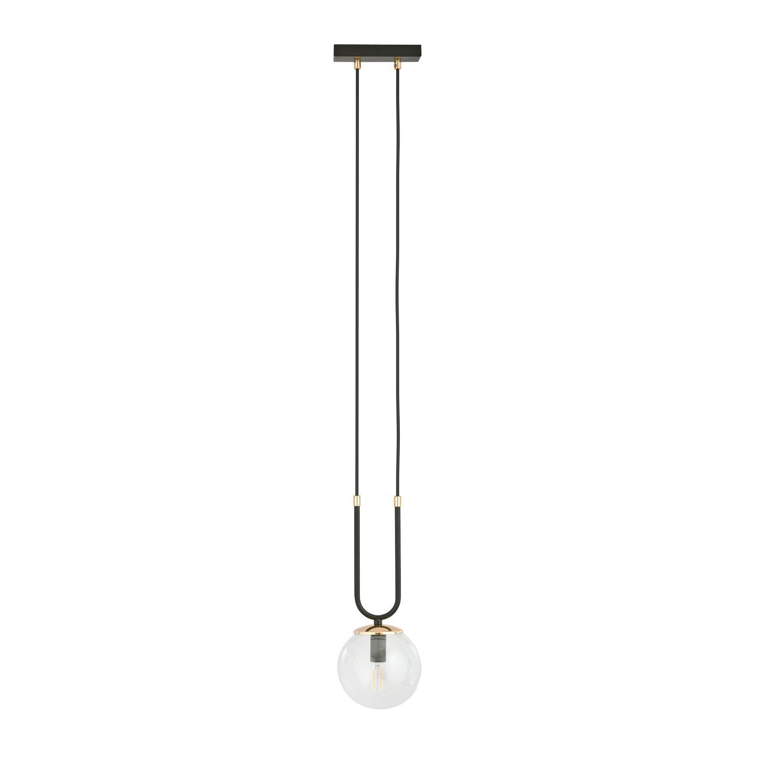 Pendelleuchte Glas Metall Schwarz Gold E14 Kugel Schirm