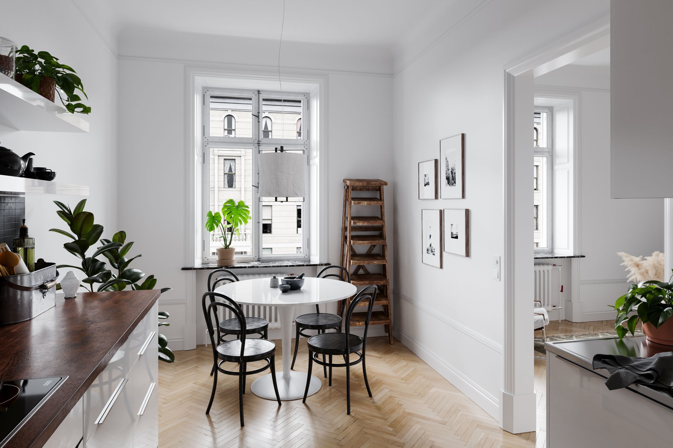 Hängelampe Stoffschirm B: 35cm H: max. 120cm E27 Schwarz Weiß Speisesaal, Esstisch, Drinnen, Innenarchitektur, Fußboden