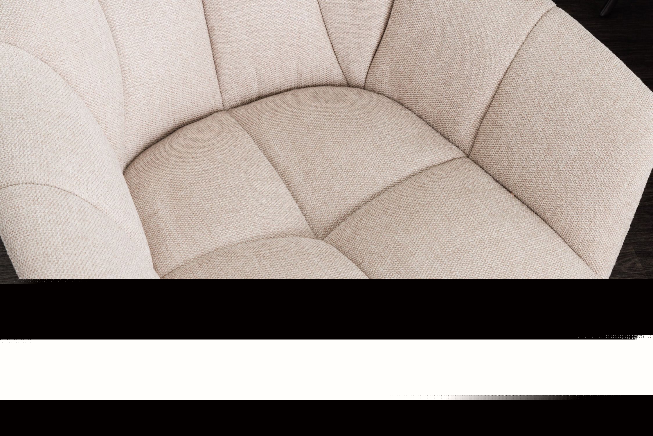 Bürostuhl ohne Rollen Creme Beige Schwarz Stoff Metall Retro Moebel, Stuhl, Sessel