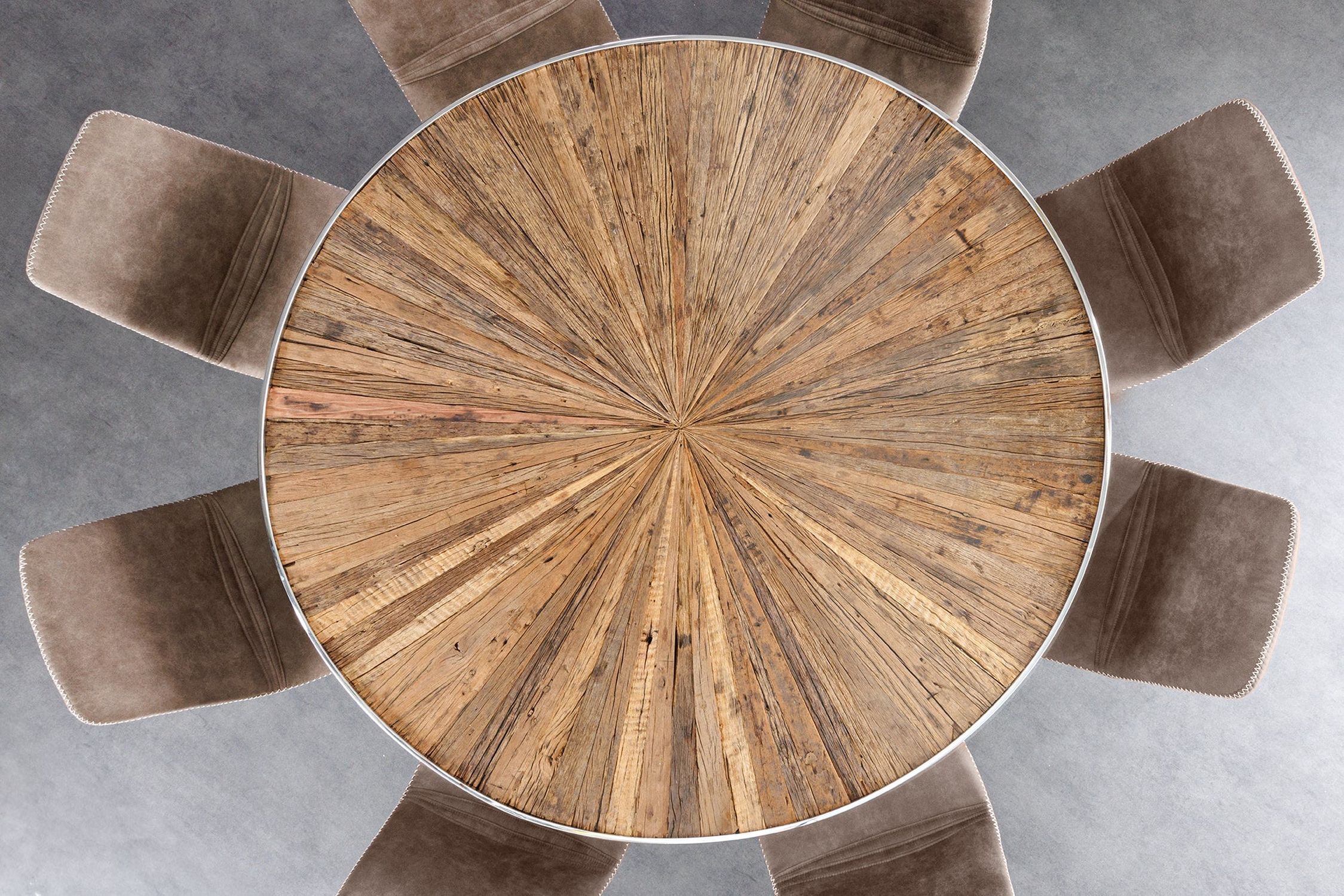 Esstisch Teakholz Hartglas Edelstahl Braun Chrom 120x120 cm