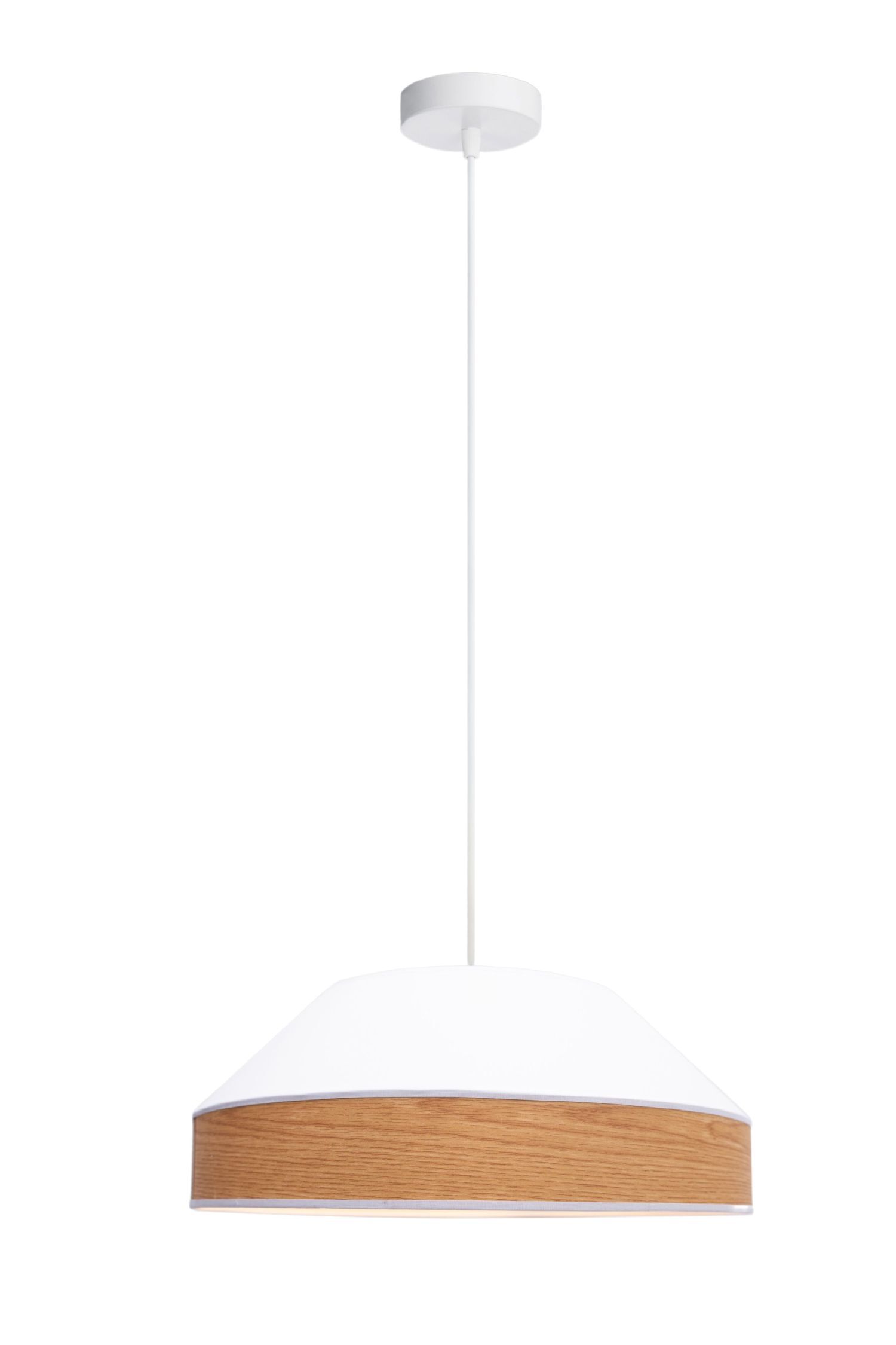 Pendelleuchte Stoff Schirm Weiß Natur E27 Ø45 cm rund