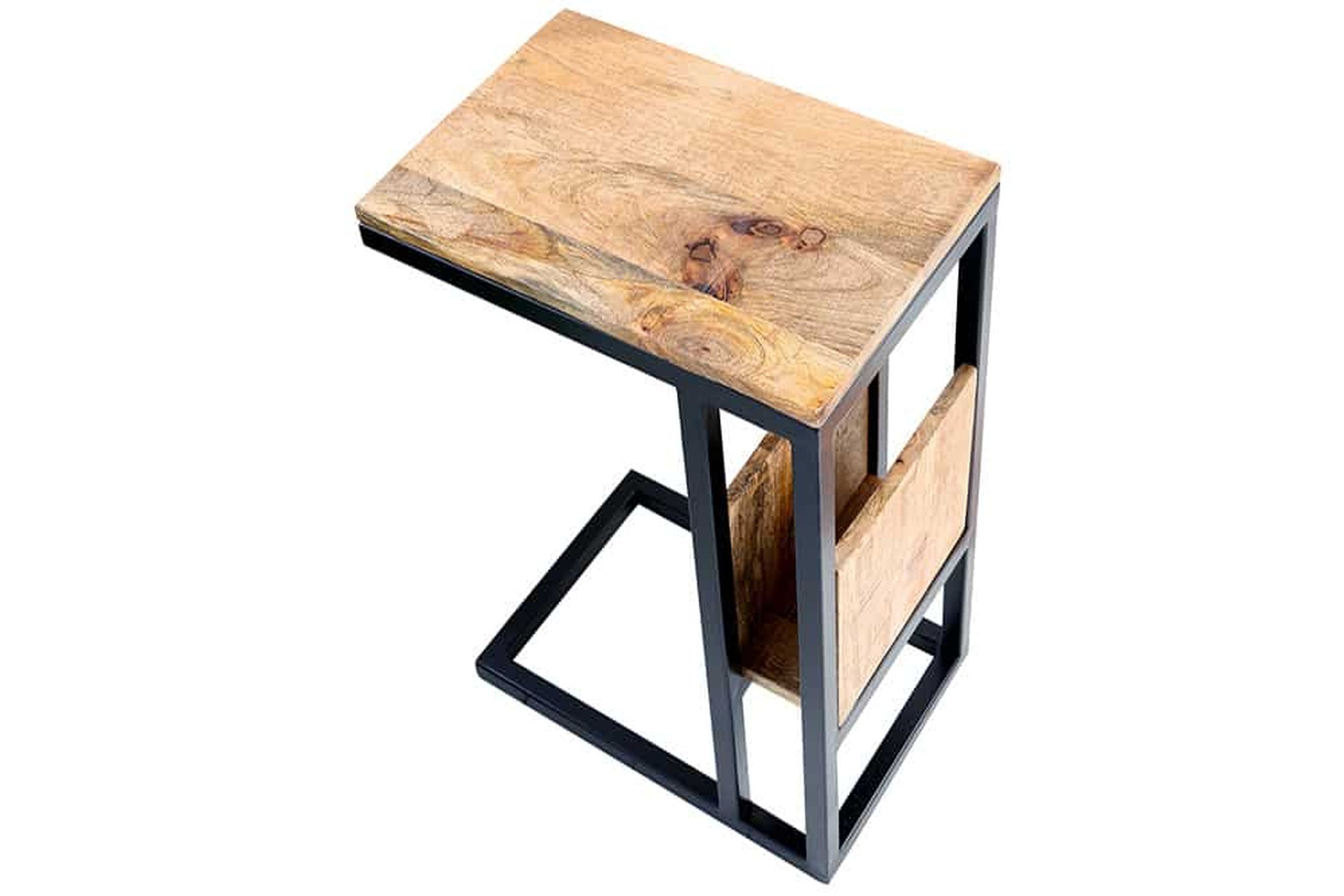 Beistelltisch Mango Holz Metall 45 x 30 cm C-Form Beistelltisch Mango Holz Metall 45 x 30 cm C-Form
