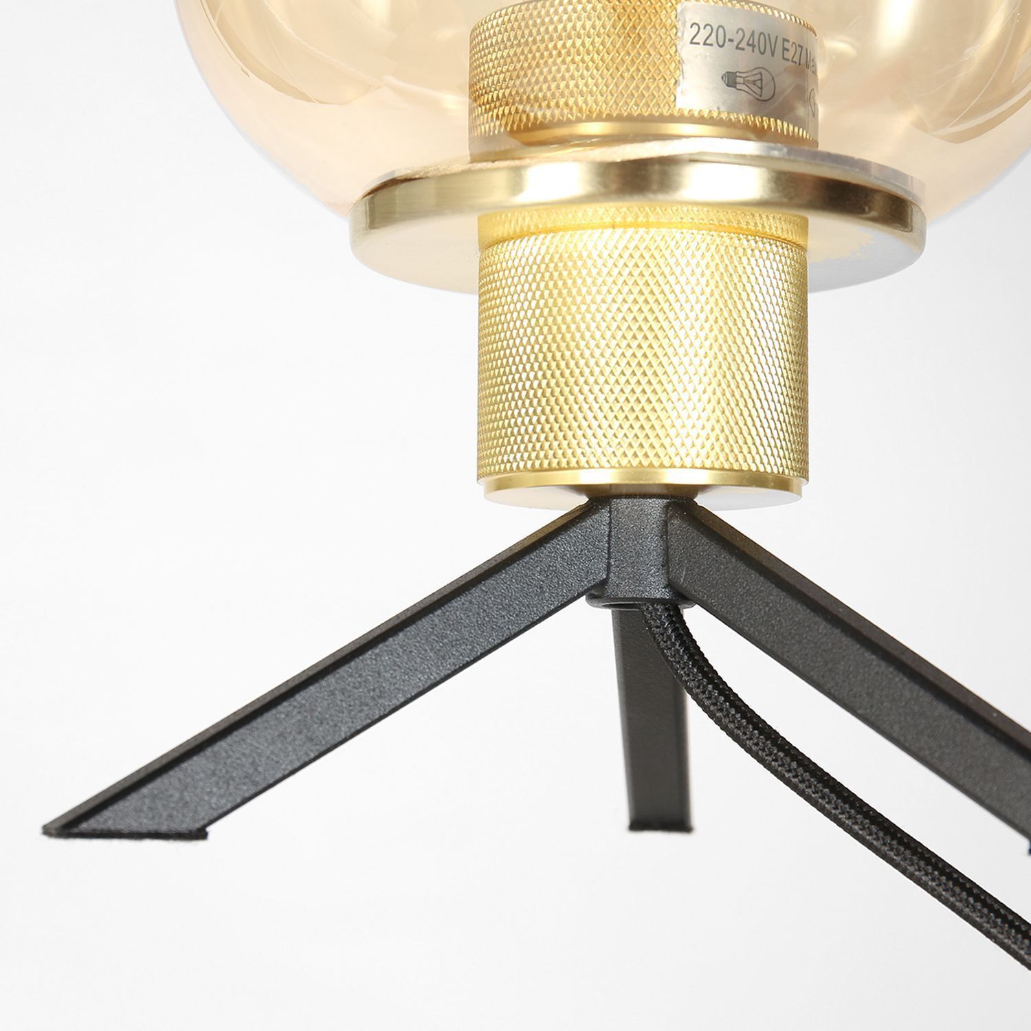 Tischleuchte Glas Metall in Schwarz Messing E27 23 cm Lampe, Beleuchtung, Deckenventilator, Elektrisches Gerät, Band