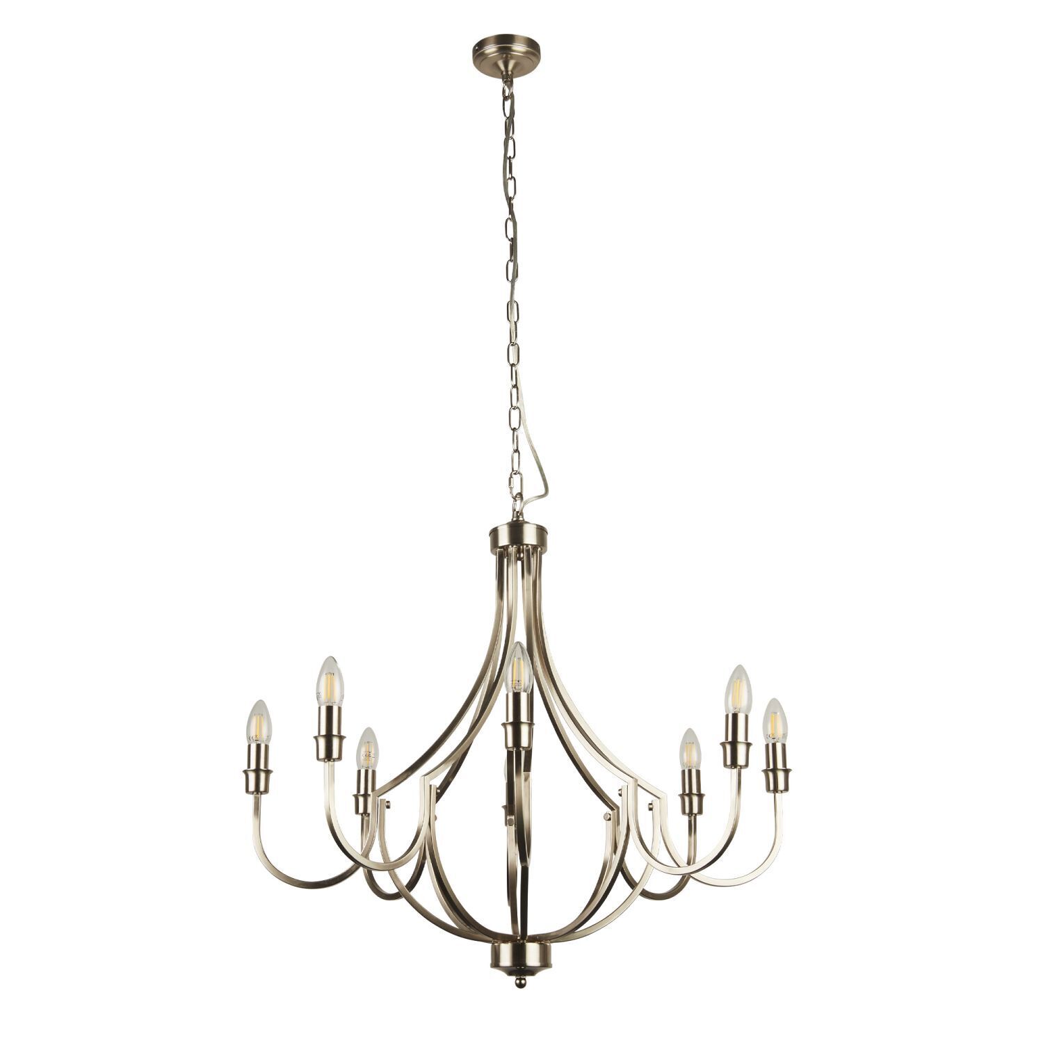 Kronleuchter Rustikal Ø 75 cm in Silber matt 8x E14