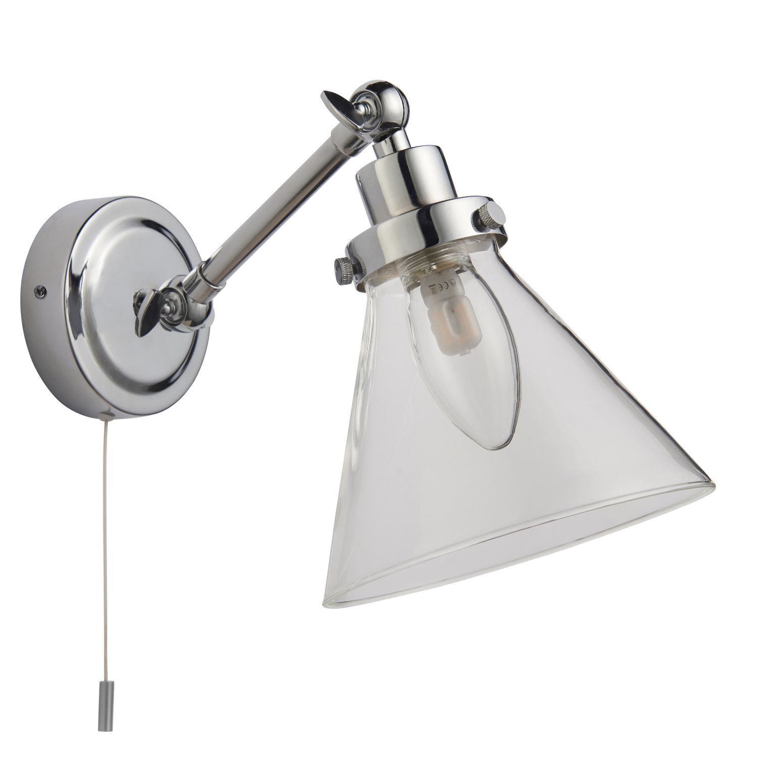 Wandleuchte mit Schalter IP44 Glas Metall verstellbar in Chrom
