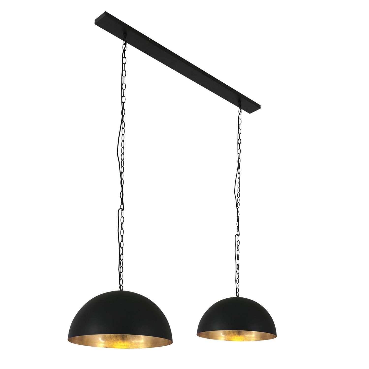Lange Hängelampe Metall in Schwarz Gold 140 cm E27