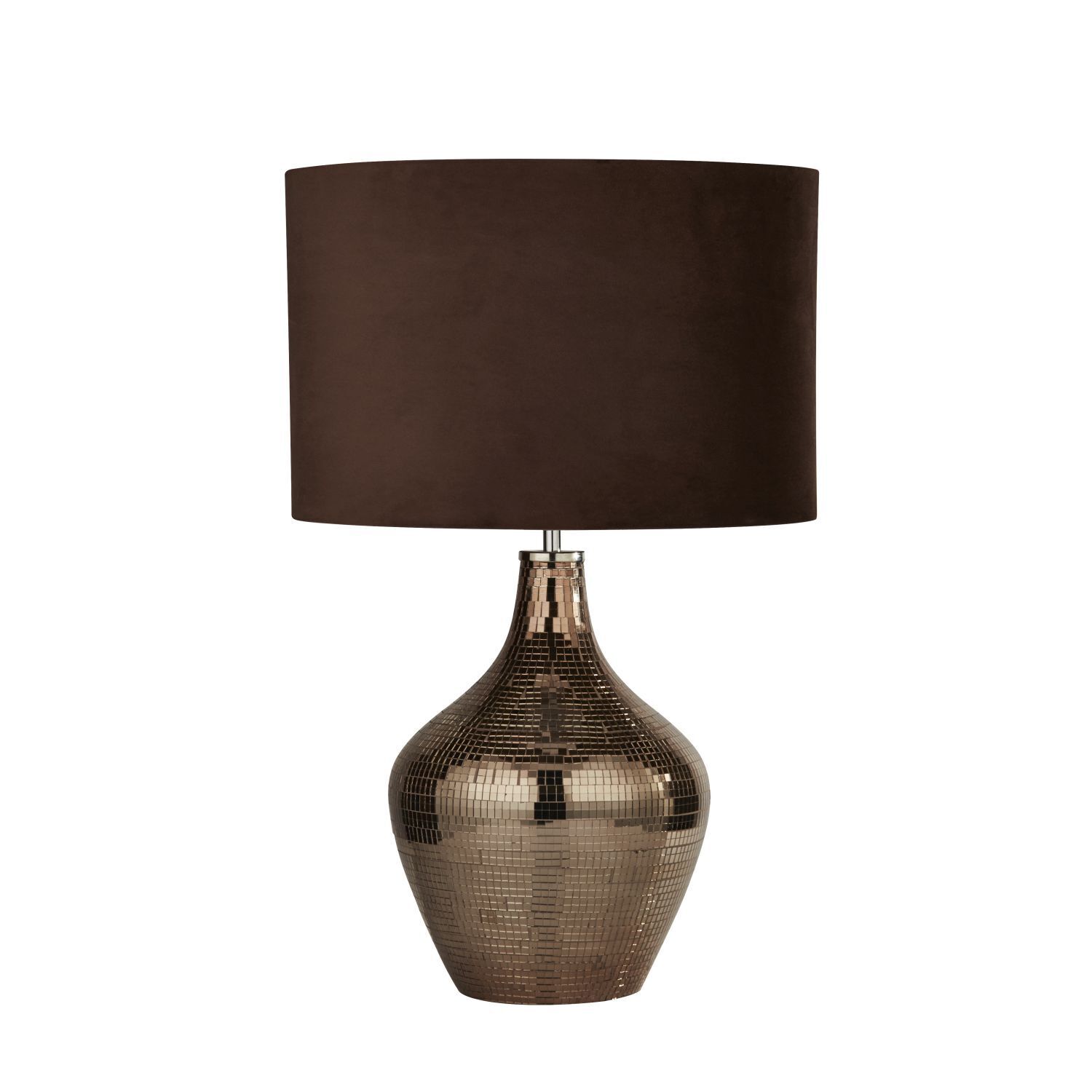 Nachttischlampe Braun E27 53,5 cm Ø 30 cm Glas Wildleder