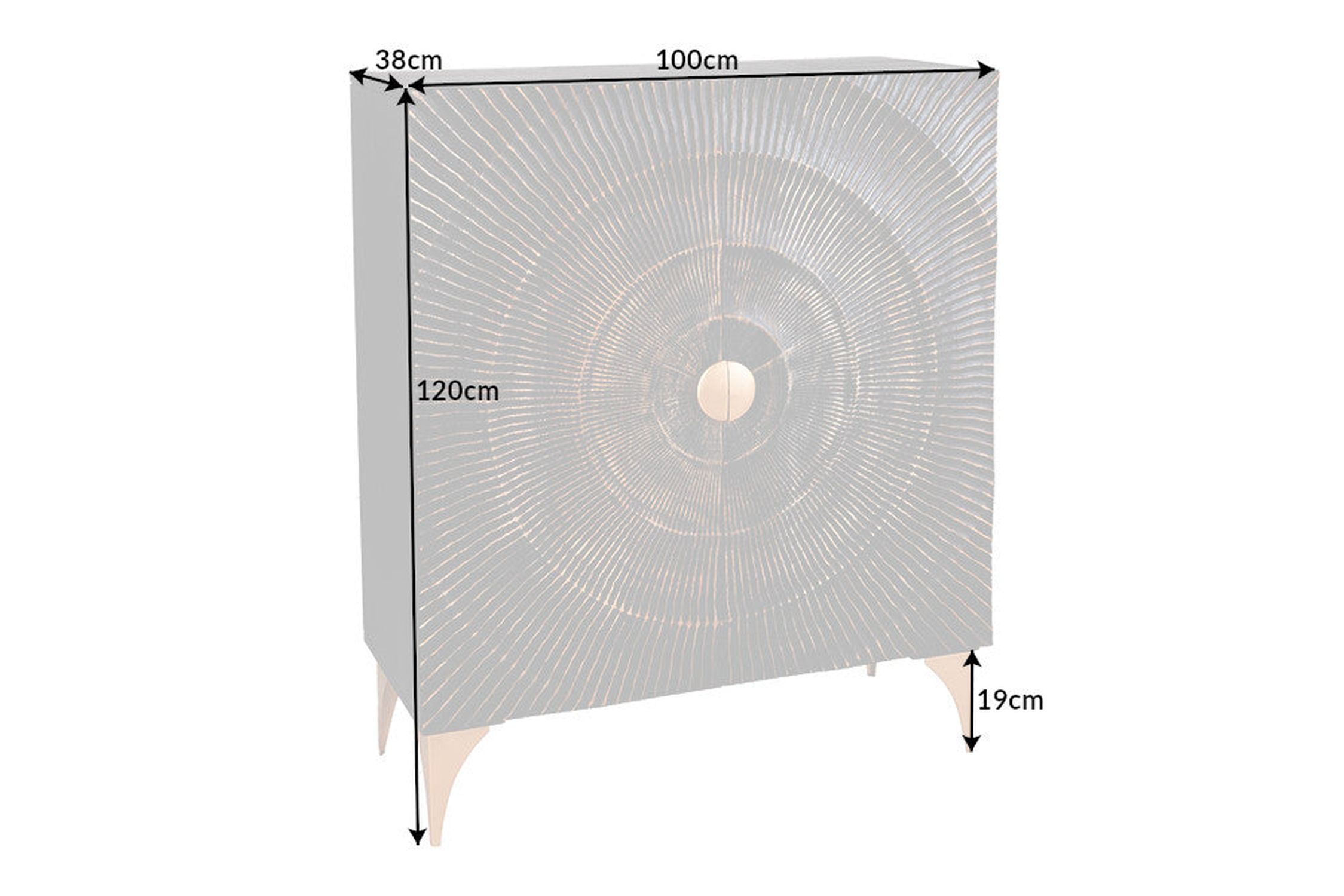 Dekoratives Highboard Schwarz Gold H: 120 cm Handarbeit Dekoratives Highboard Schwarz Gold H: 120 cm Handarbeit