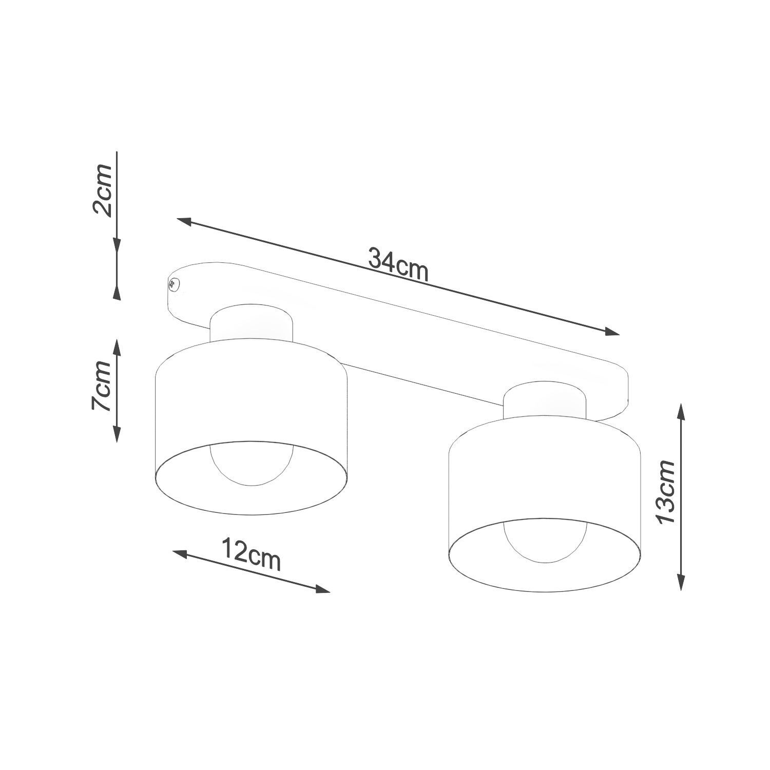 Deckenlampe Schwarz 34 cm lang Metall 2-flammig E27