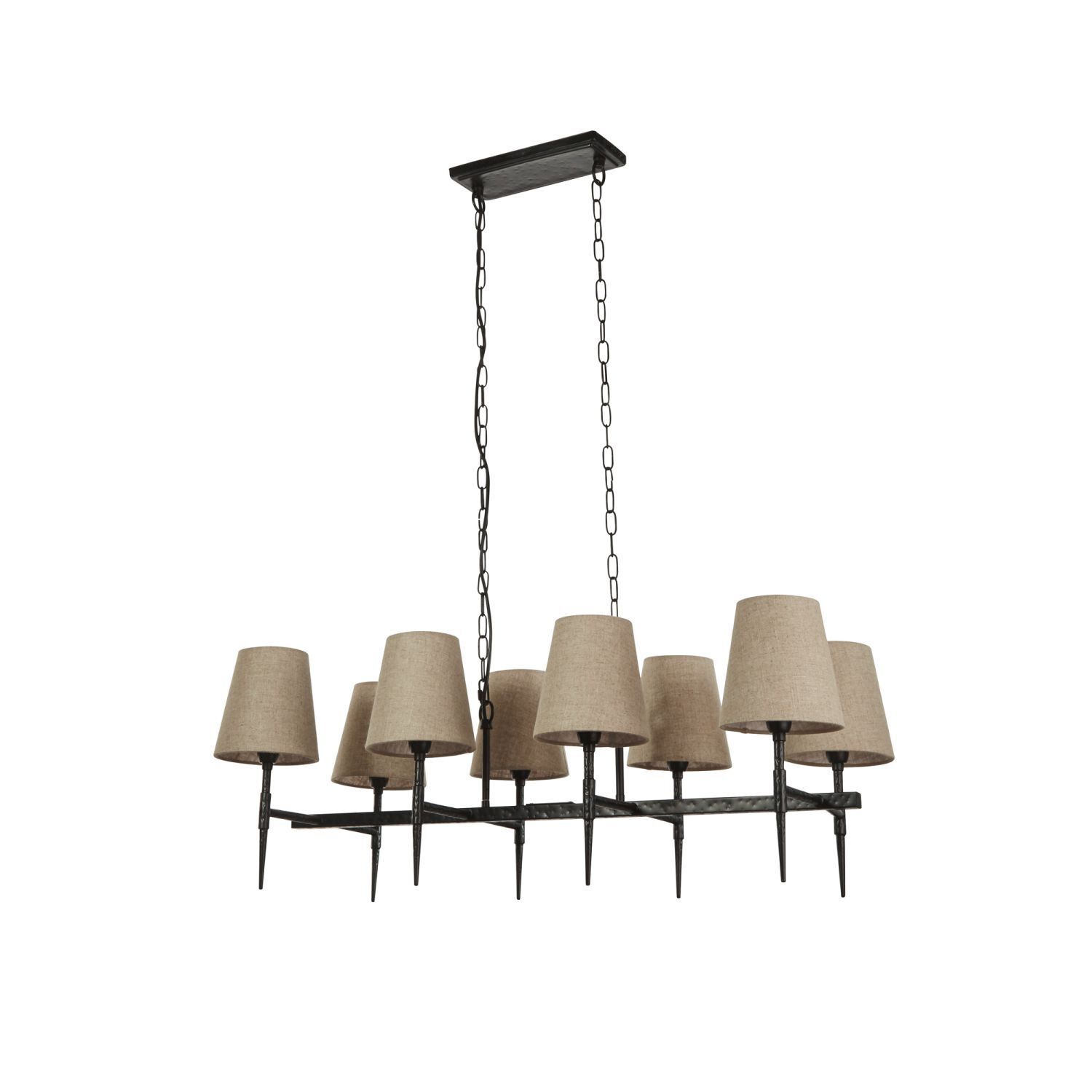 Hängelampe Schwarz Creme B: 91 cm 8x E14 Stoff Metall
