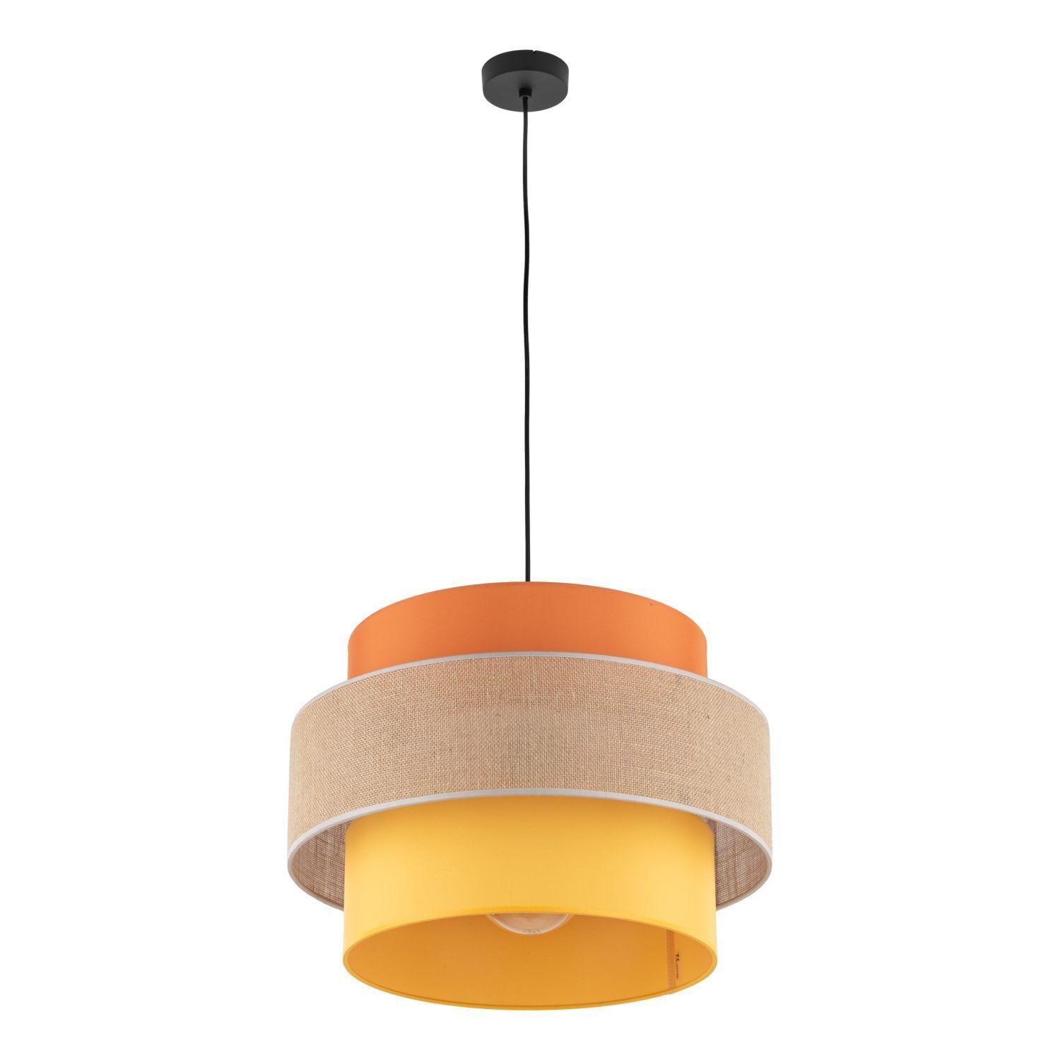 Hängeleuchte Stoff Jute Metall Ø 50 cm H: max. 1,6 m E27 Bunt Lampe, Kronleuchter