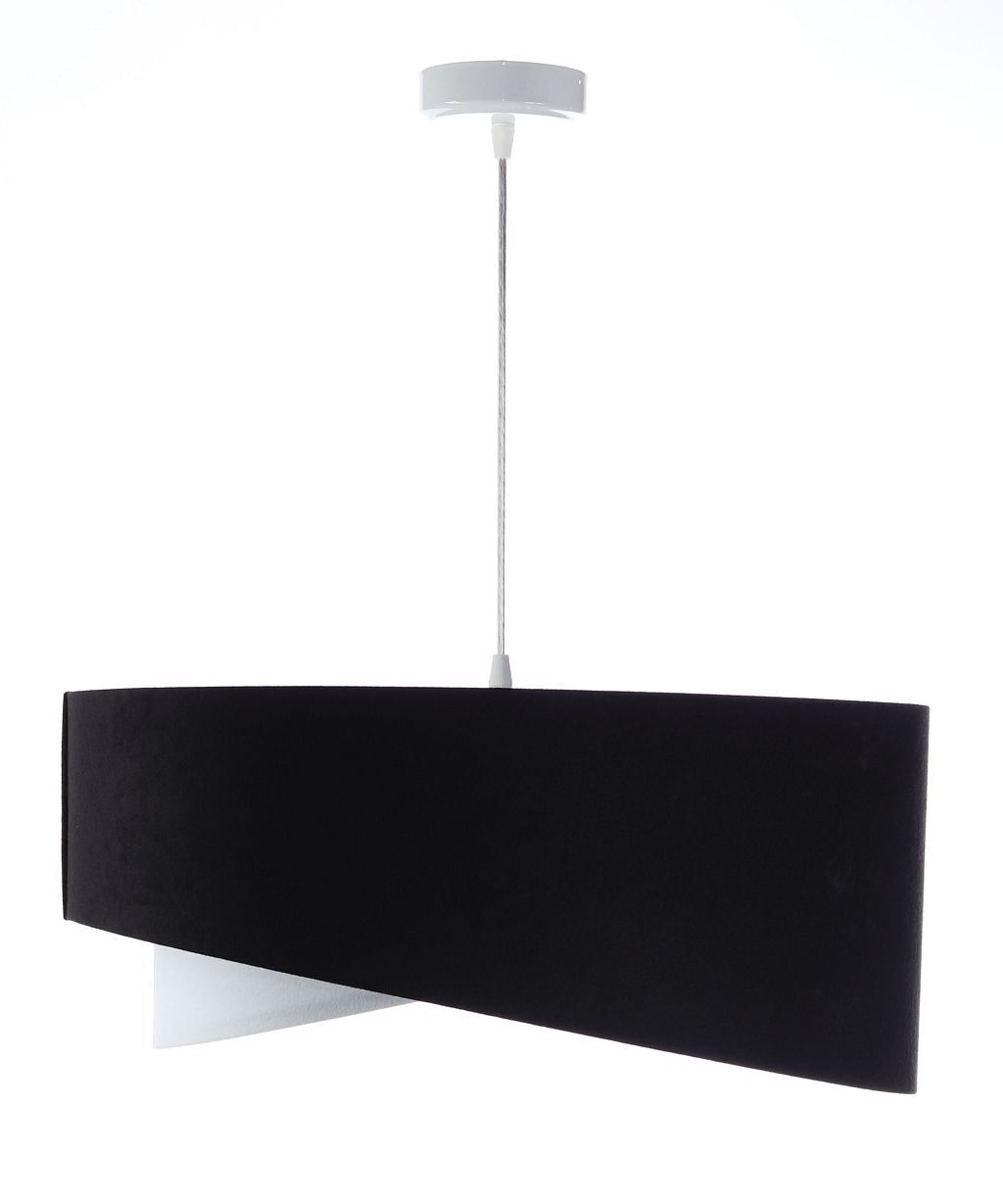 Pendelleuchte E27 rund D: 50 cm Stoff Schwarz Silber Weiß Lampe, Postfach