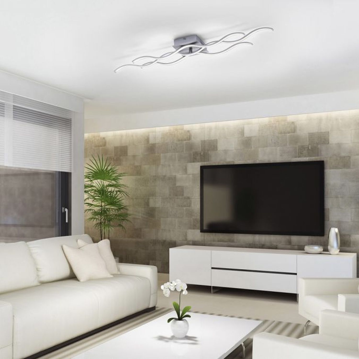 LED Deckenlampe Wellen Metall in Stahl 3000 K Modern