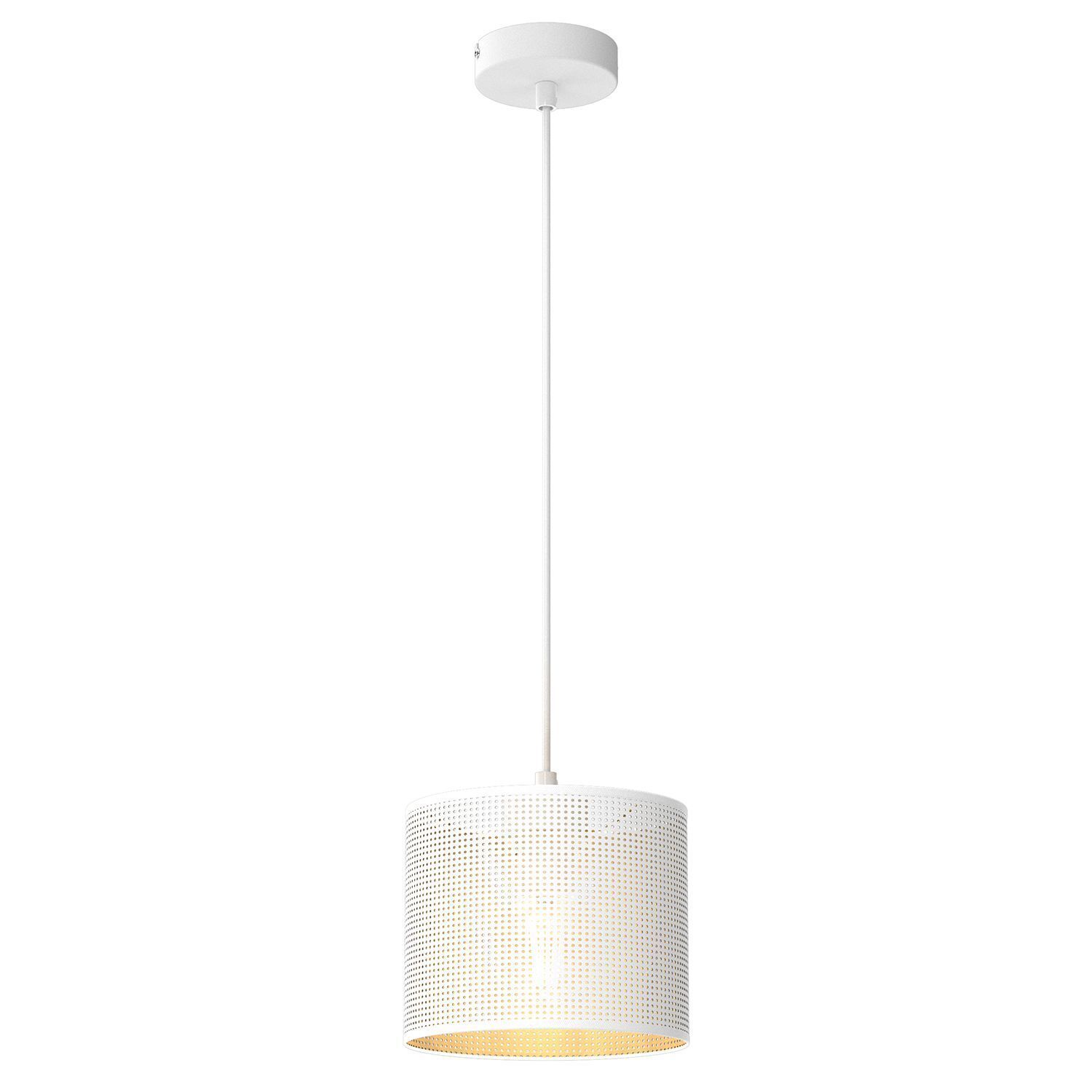 Pendelleuchte Metall in Weiß Gold Ø18 cm rund E27 Loft