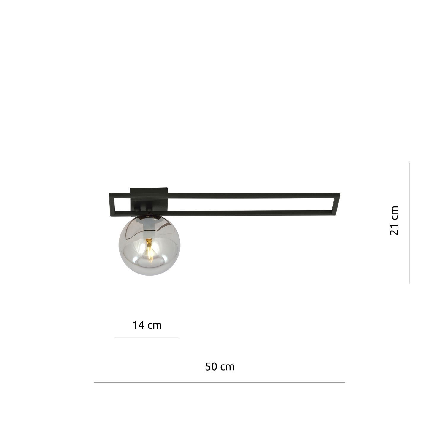 Deckenleuchte Rauchglas Metall 50 cm lang Kugelschirm E14