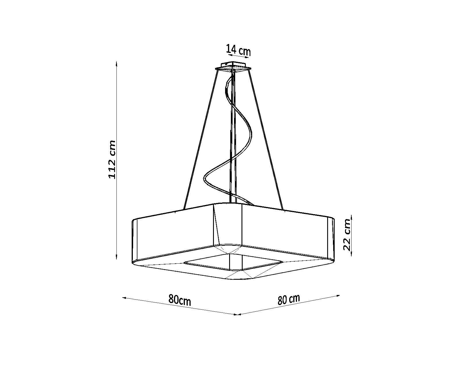 Weiße Pendelleuchte eckig 80 cm breit 8x E27 blendarm