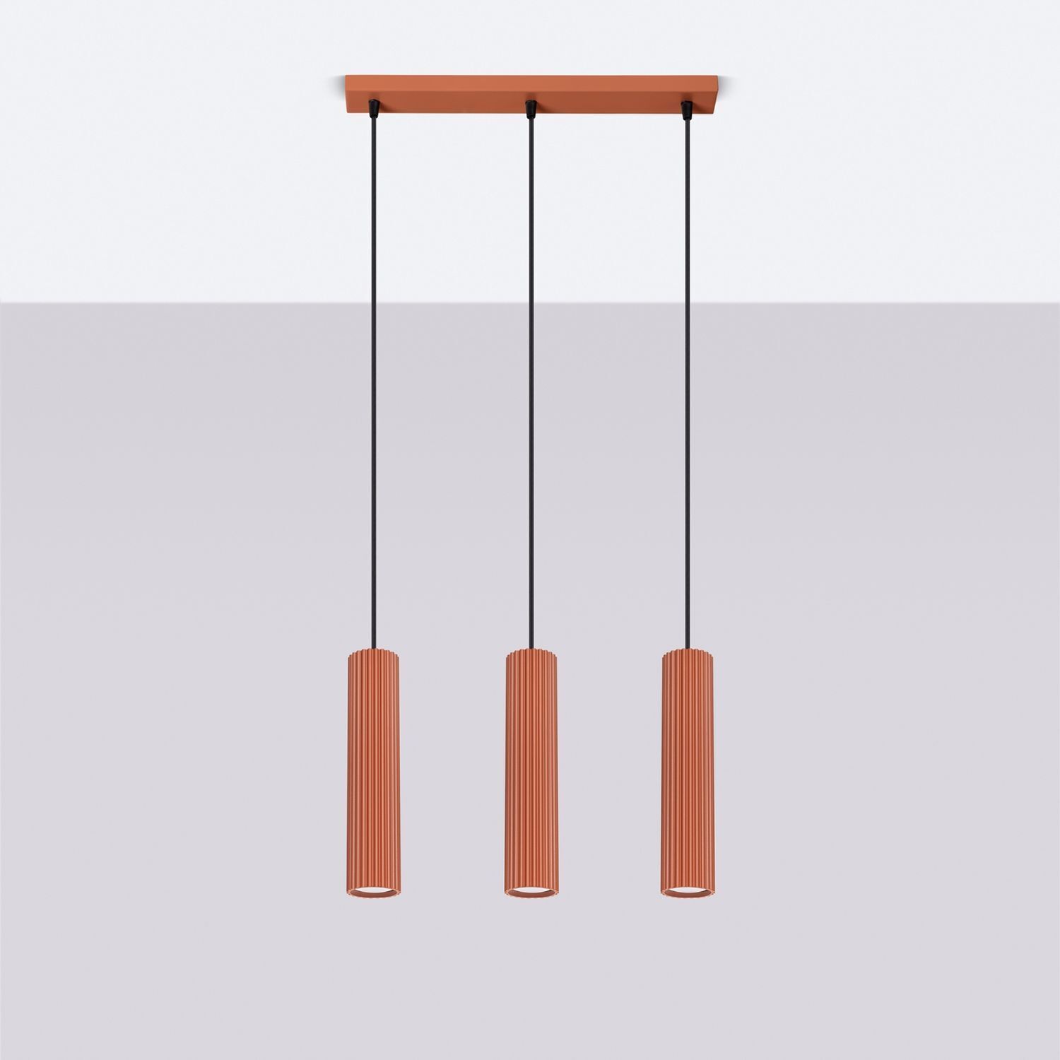 Hängeleuchte Modern GU10 3-flammig B: 45 cm Aluminium in Rot