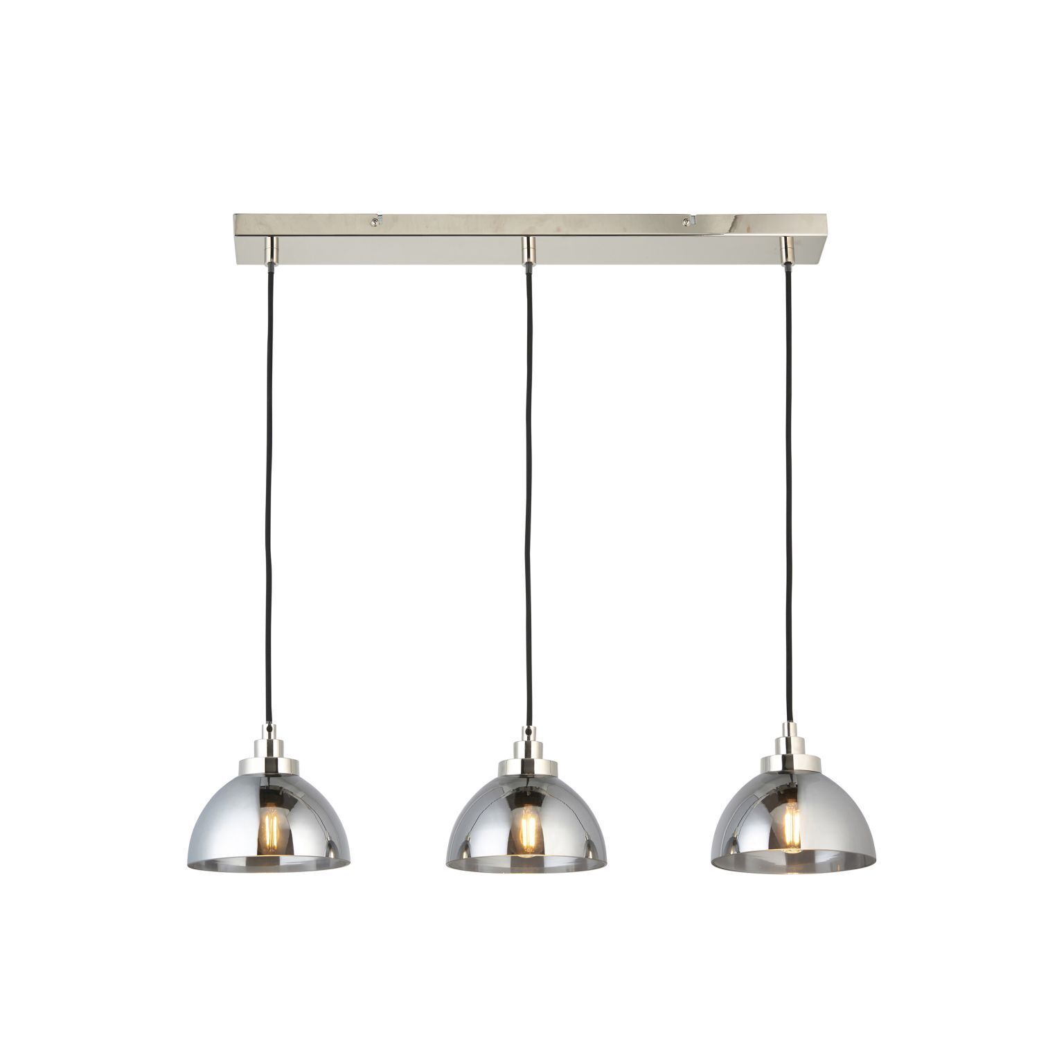 Hängeleuchte Glas Metall 3-flammig in Chrom Retro E27