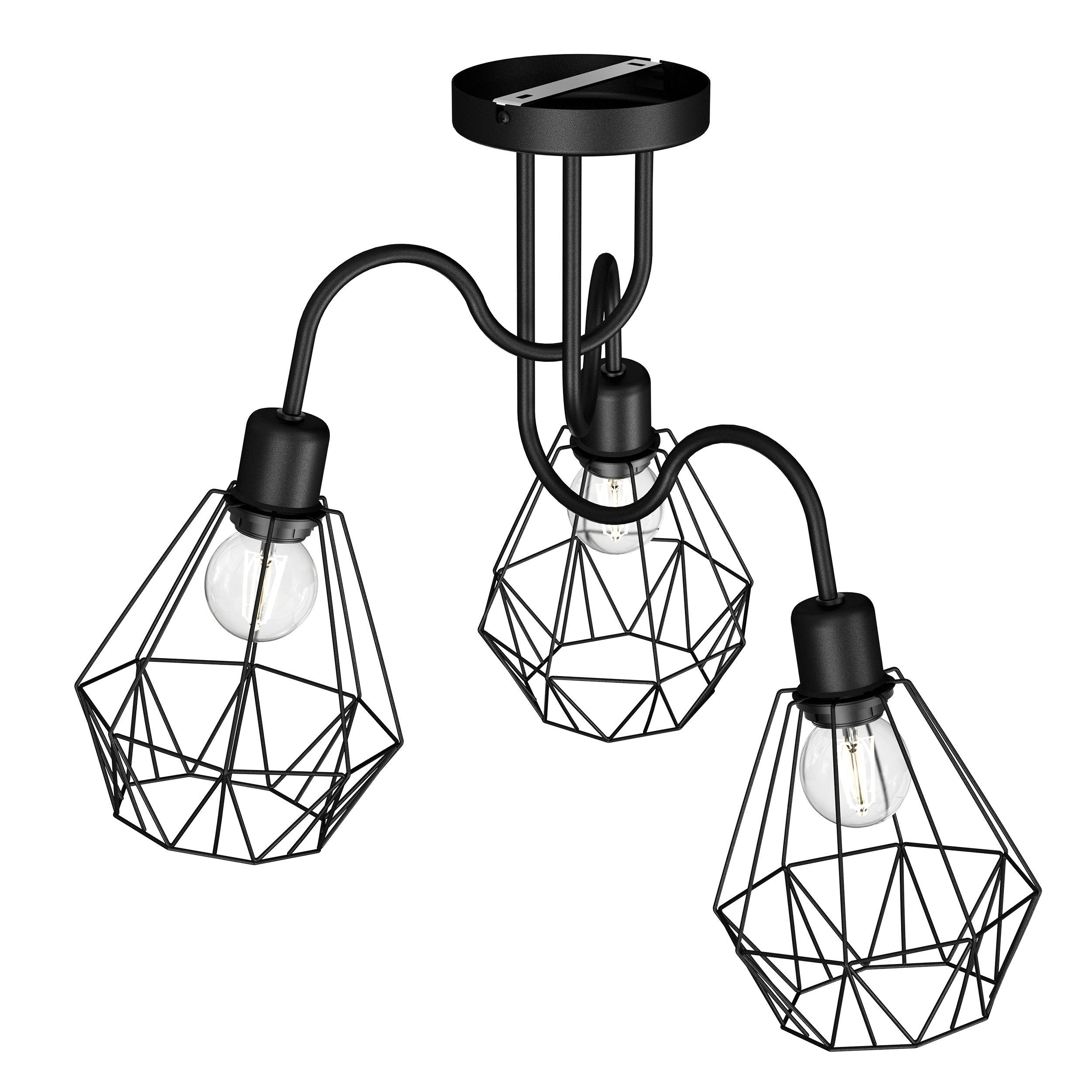 Deckenlampe Draht Schirm Schwarz Retro Design E27