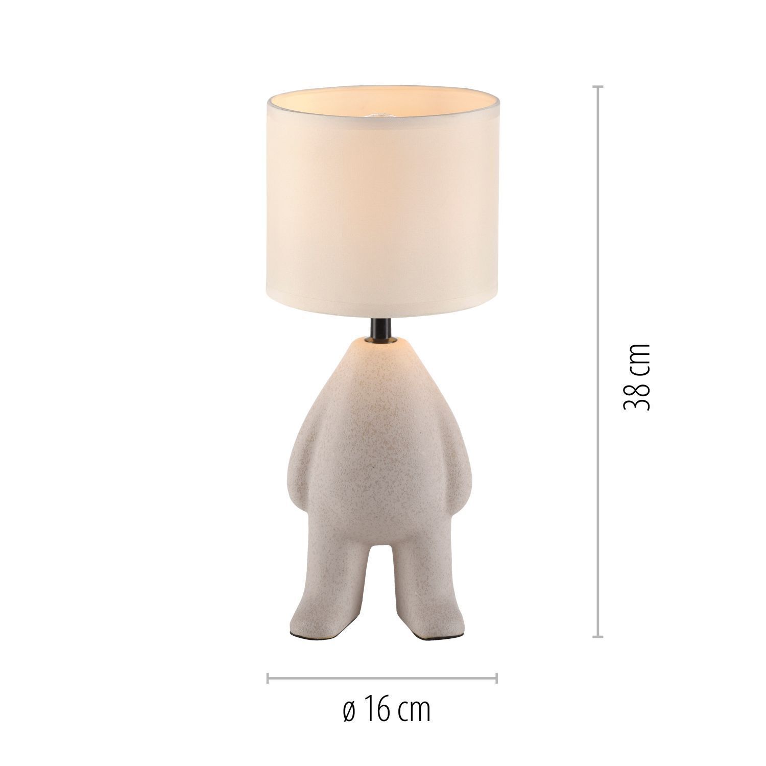NachtTischlampe Keramik Stoff Teddy 38 cm E27 blendarm Lampe, Tischlampe
