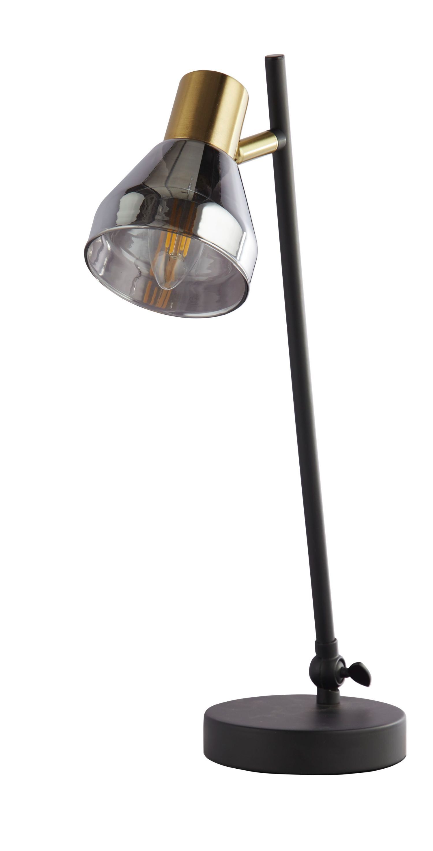 Schreibtischlampe verstellbar 42 cm E14 Rauchglas Metall