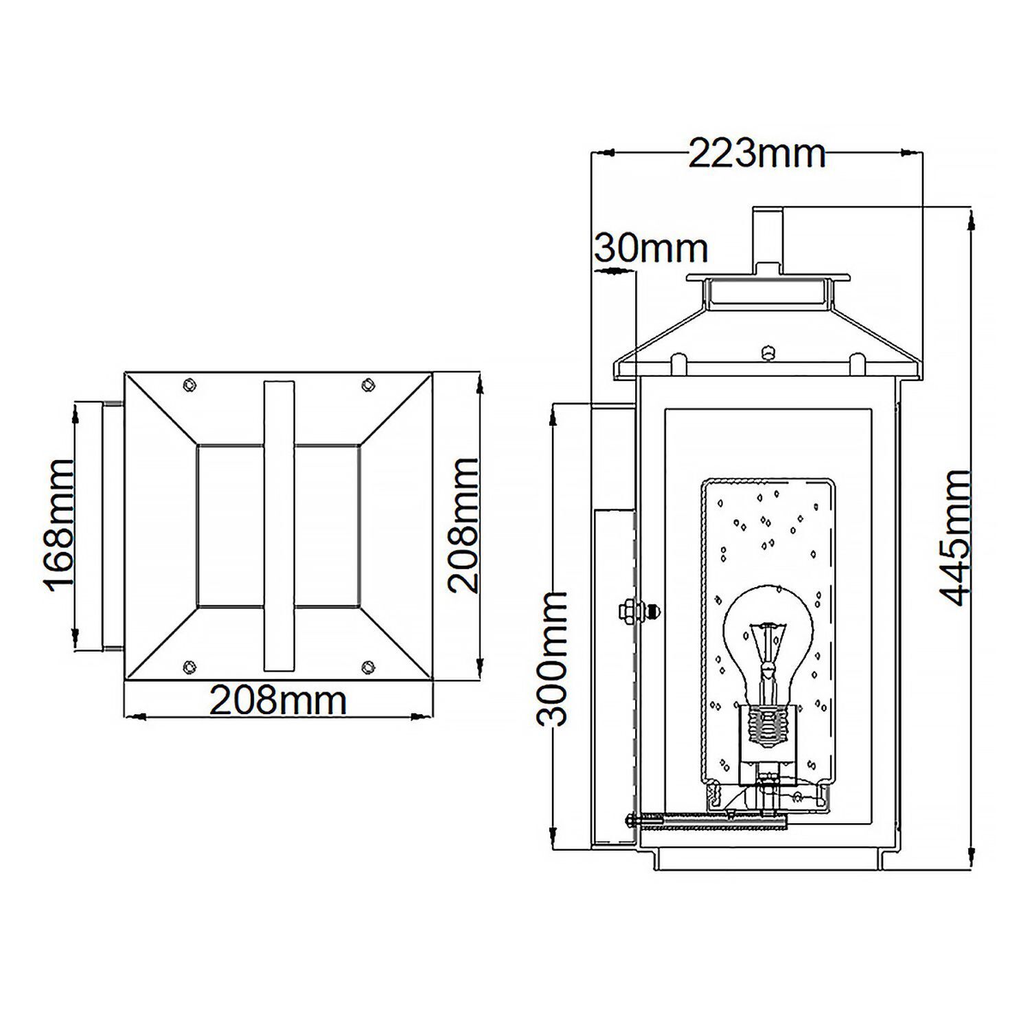 Wandleuchte außen E27 IP44 44,5 cm hoch in Messing antik