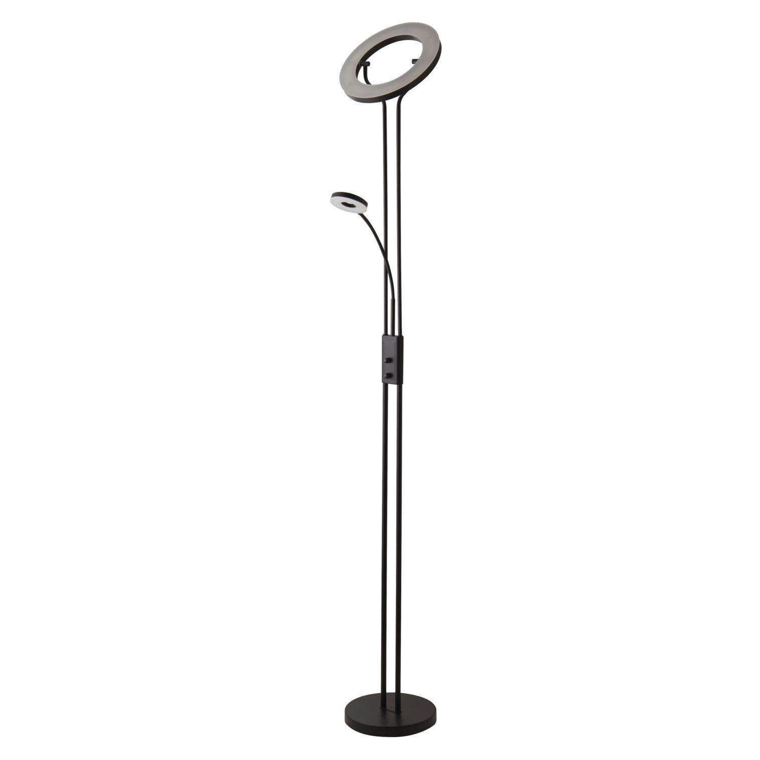LED Deckenfluter dimmbar 193 cm 3000 K Schwarz Lesearm