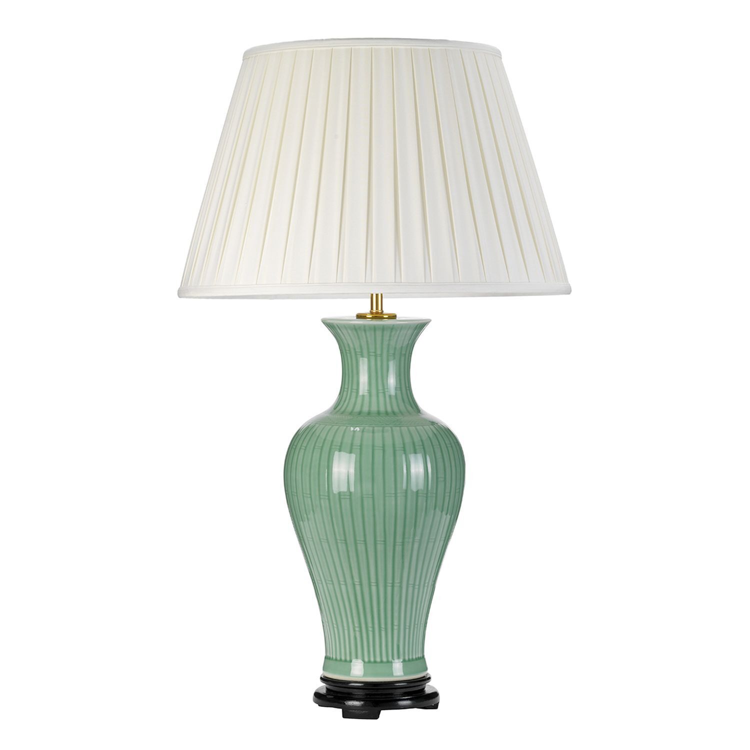 Tischlampe Keramik Stoff Grün Creme 81cm E27 Nachttisch