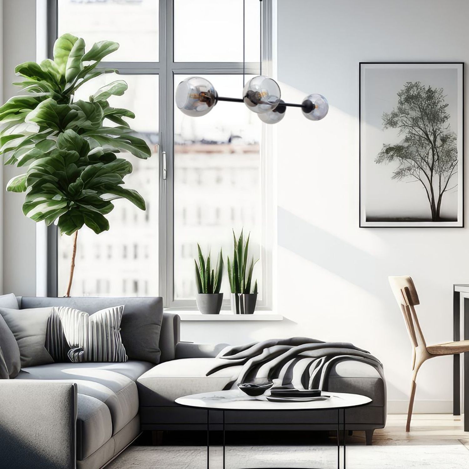 Hängeleuchte Metall Rauchglas blendarm E27 4-flammig Moebel, Wohnzimmer, Zimmer, Pflanze, Dekoration für Zuhause