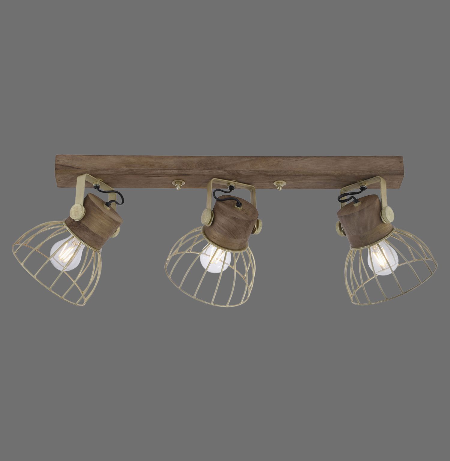 Beweglicher Deckenspot Holz Metall 76 cm E27 Vintage Leuchte, Beleuchtung, Deckenleuchte