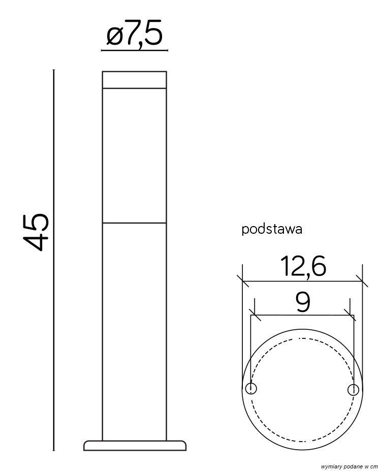 Schwarze Wegeleuchte 45cm IP44 Außen E27