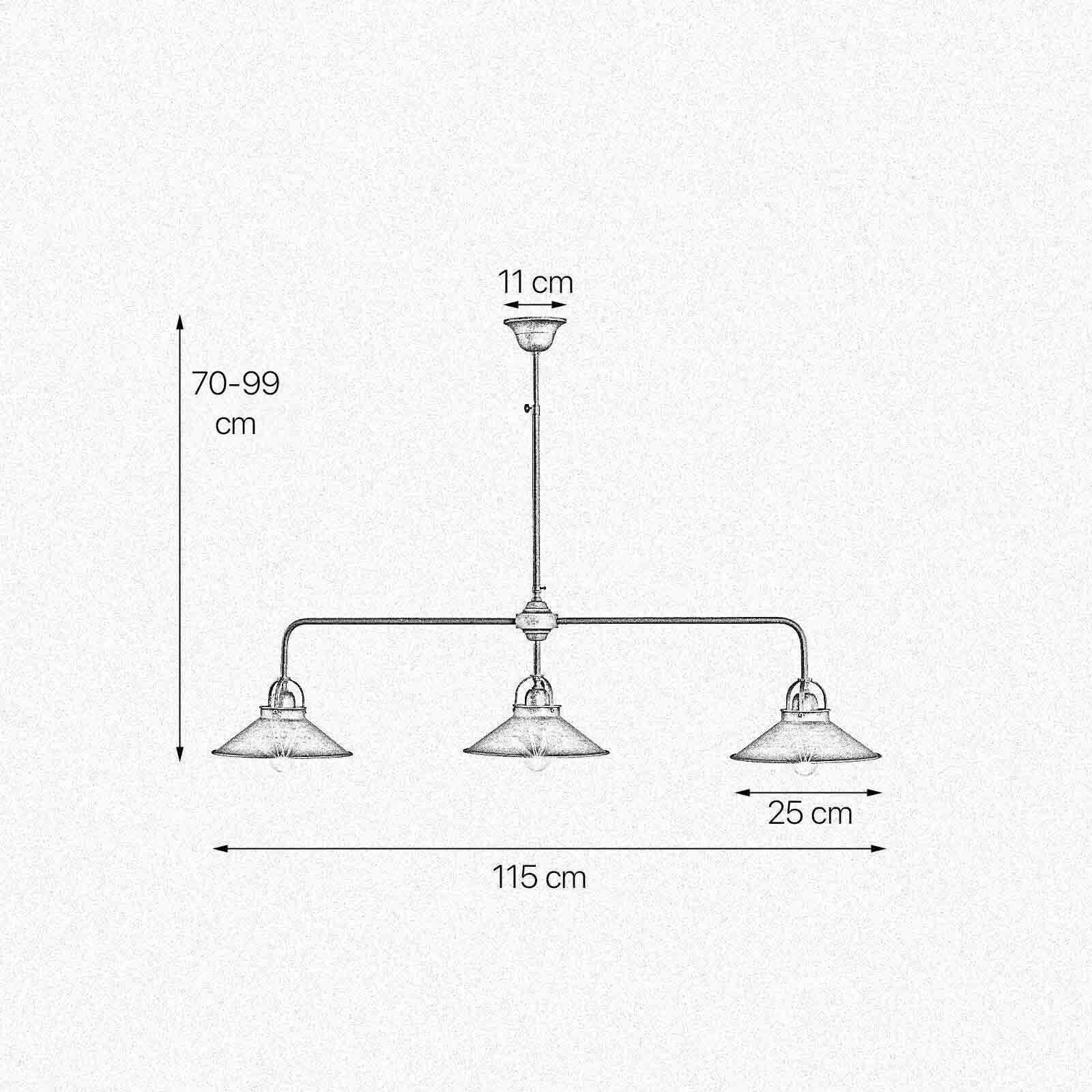 Deckenleuchte verstellbar Messing B: 115 cm in Bronze antik
