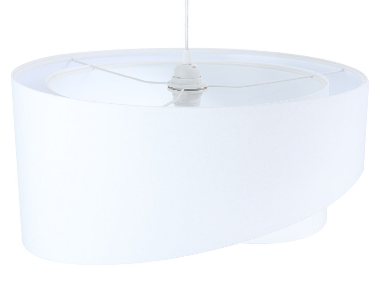 Hängelampe Weiß E27 rund D: 50 cm Stoff Velours Optik Modern Lampe