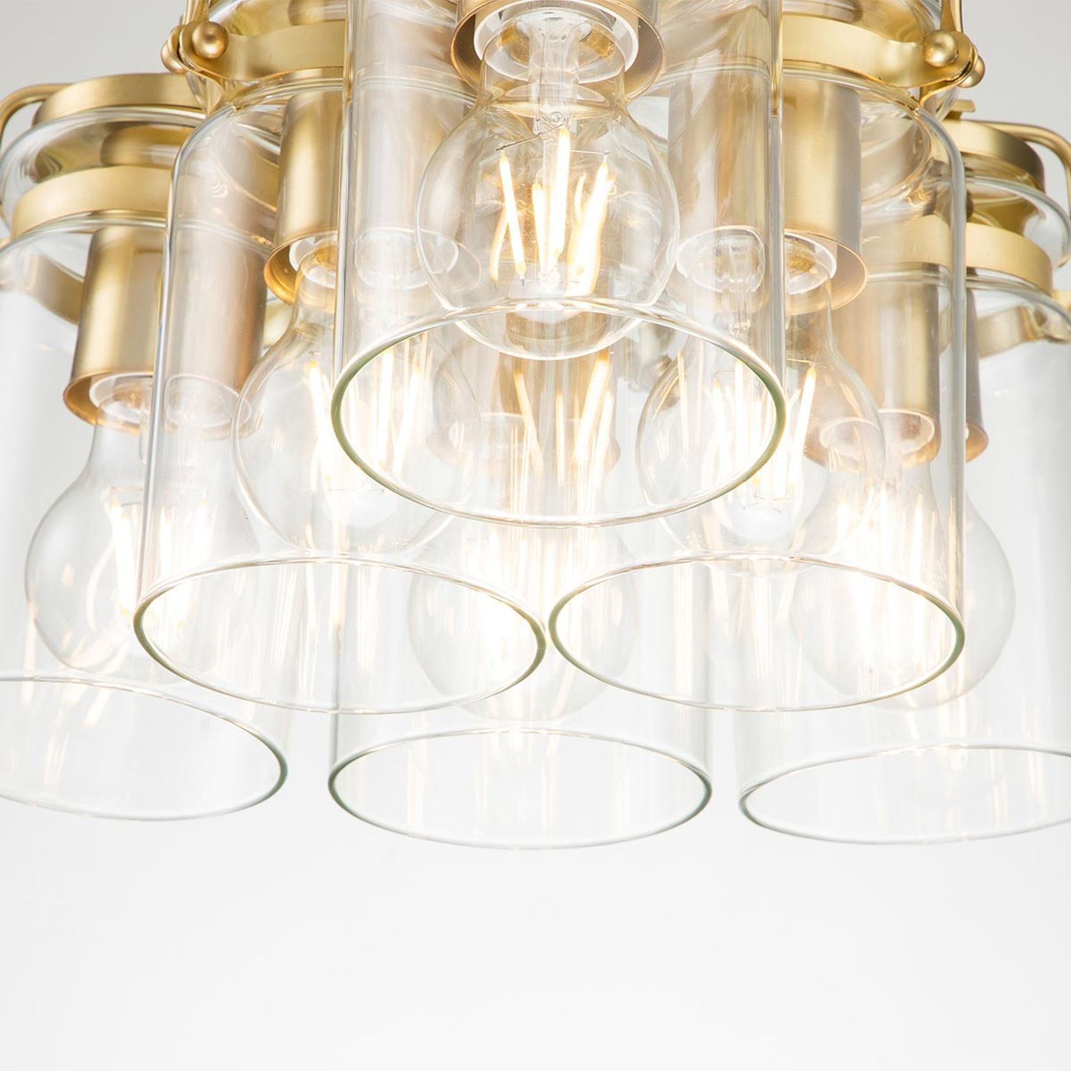 Chandelier, Glas, Pendants, Goldene Akzente, Klarglas