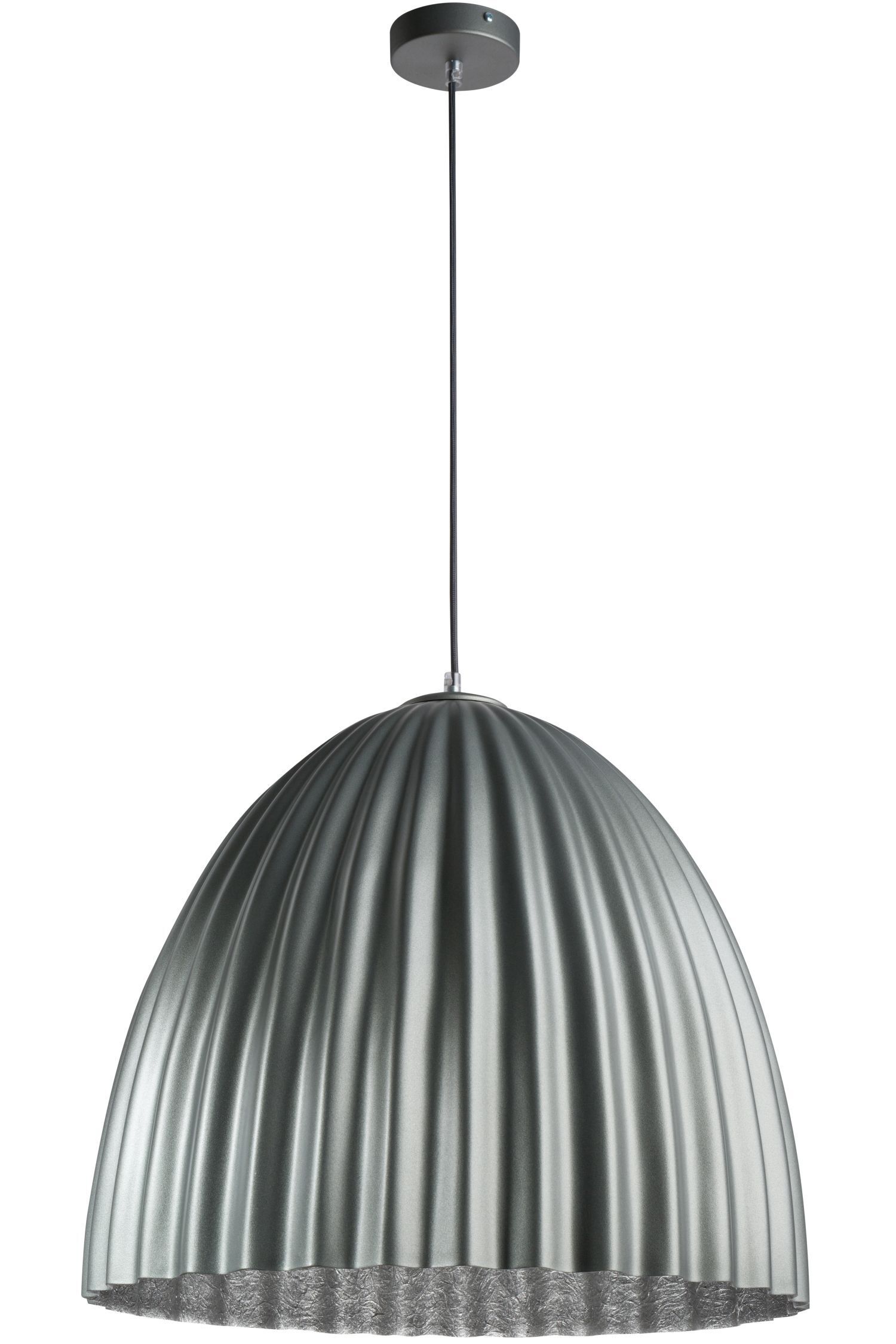 Loft Hängelampe Metall Silber geriffelt Ø50 cm rund E27