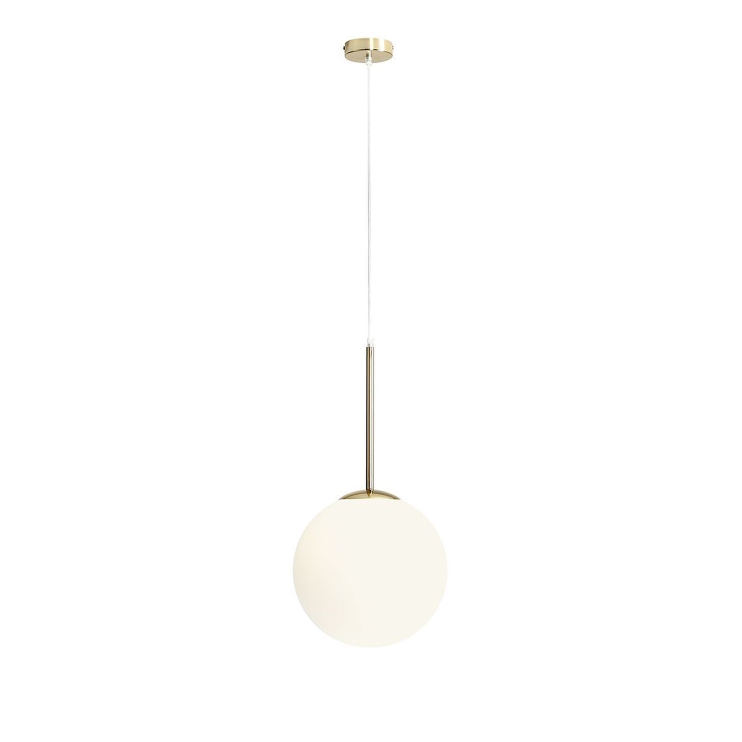 Pendelleuchte rund Glaskugel Metall E27 in Gold Weiß