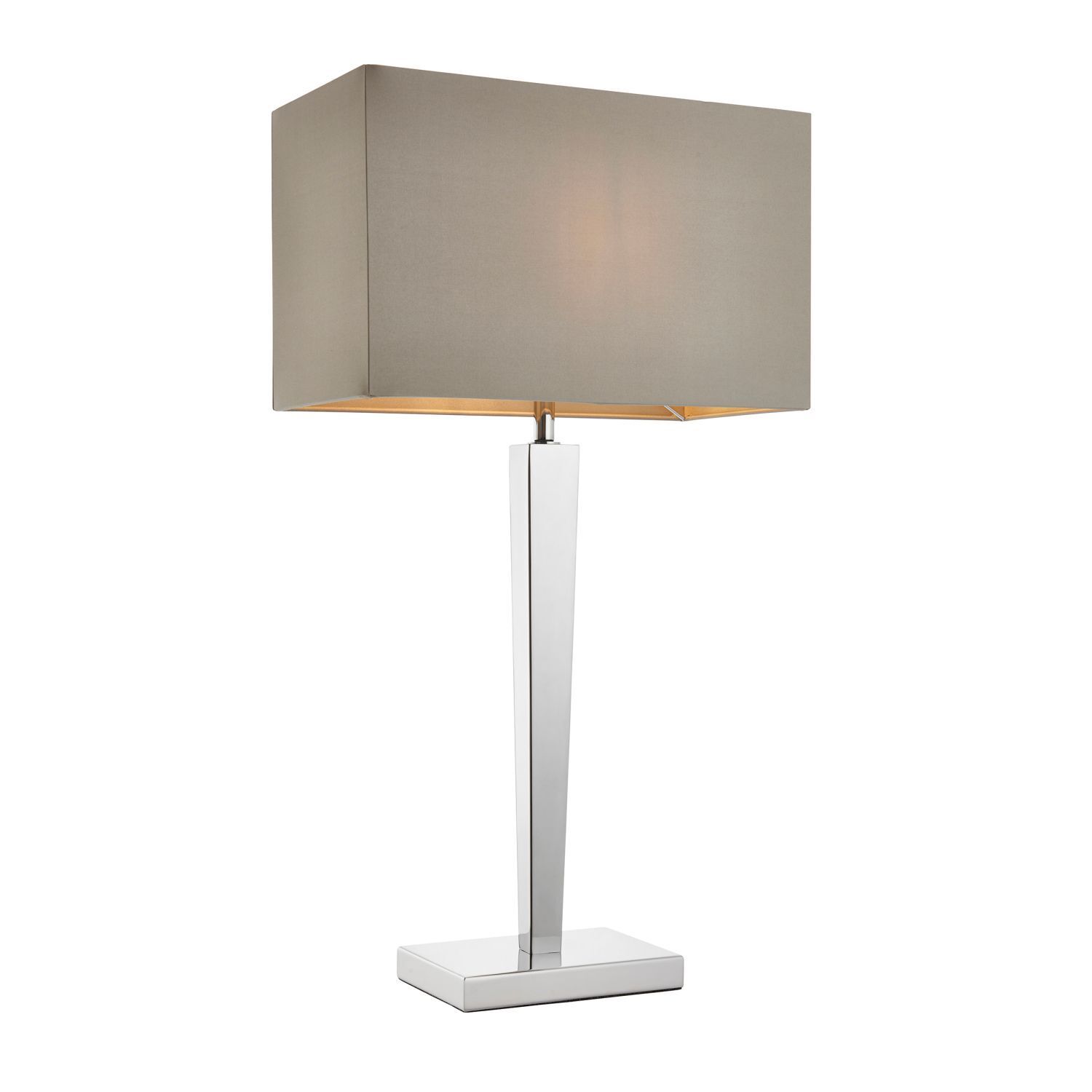 Tischlampe Stoff Metall 66 cm hoch Chrom Grau E27 Modern