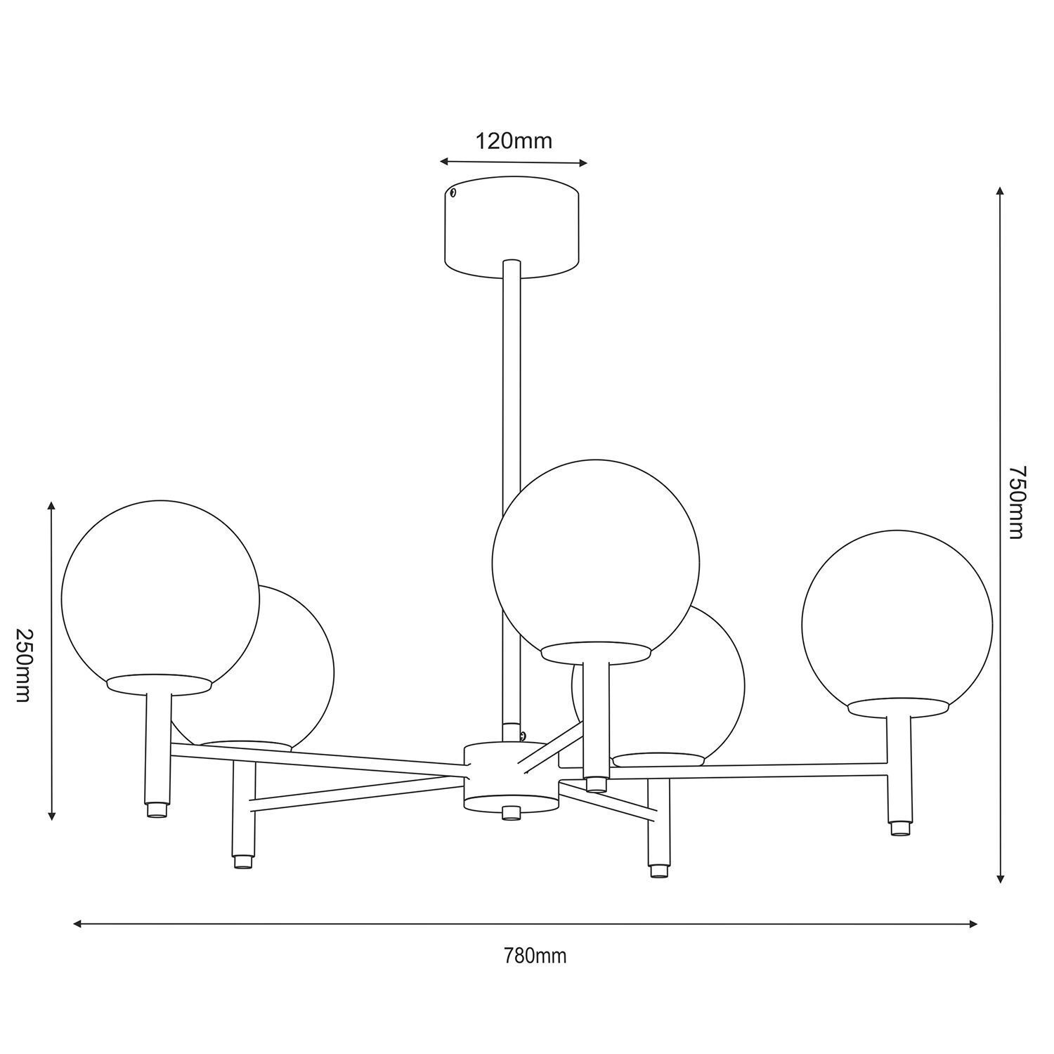 Deckenleuchte Glas Metall Schwarz Gold E27 5-flammig Gerät, Deckenventilator, Elektrisches Gerät