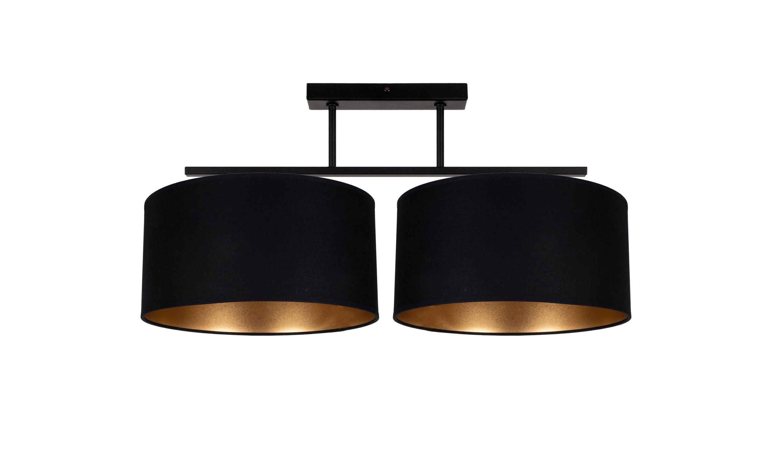 Deckenlampe Stoff blendarm Schwarz Gold E27 70 cm lang Lampe, Leuchte, Deckenleuchte