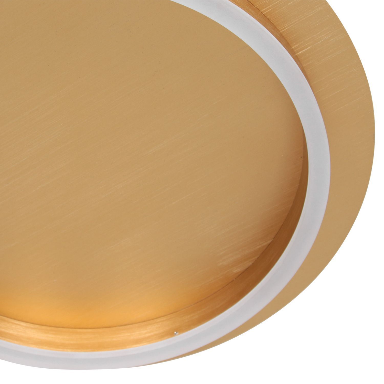 LED Deckenlampe Metall Kunststoff in Gold B:32 cm Ring Sperrholz, Holz, Drinnen, Innenarchitektur, Teller