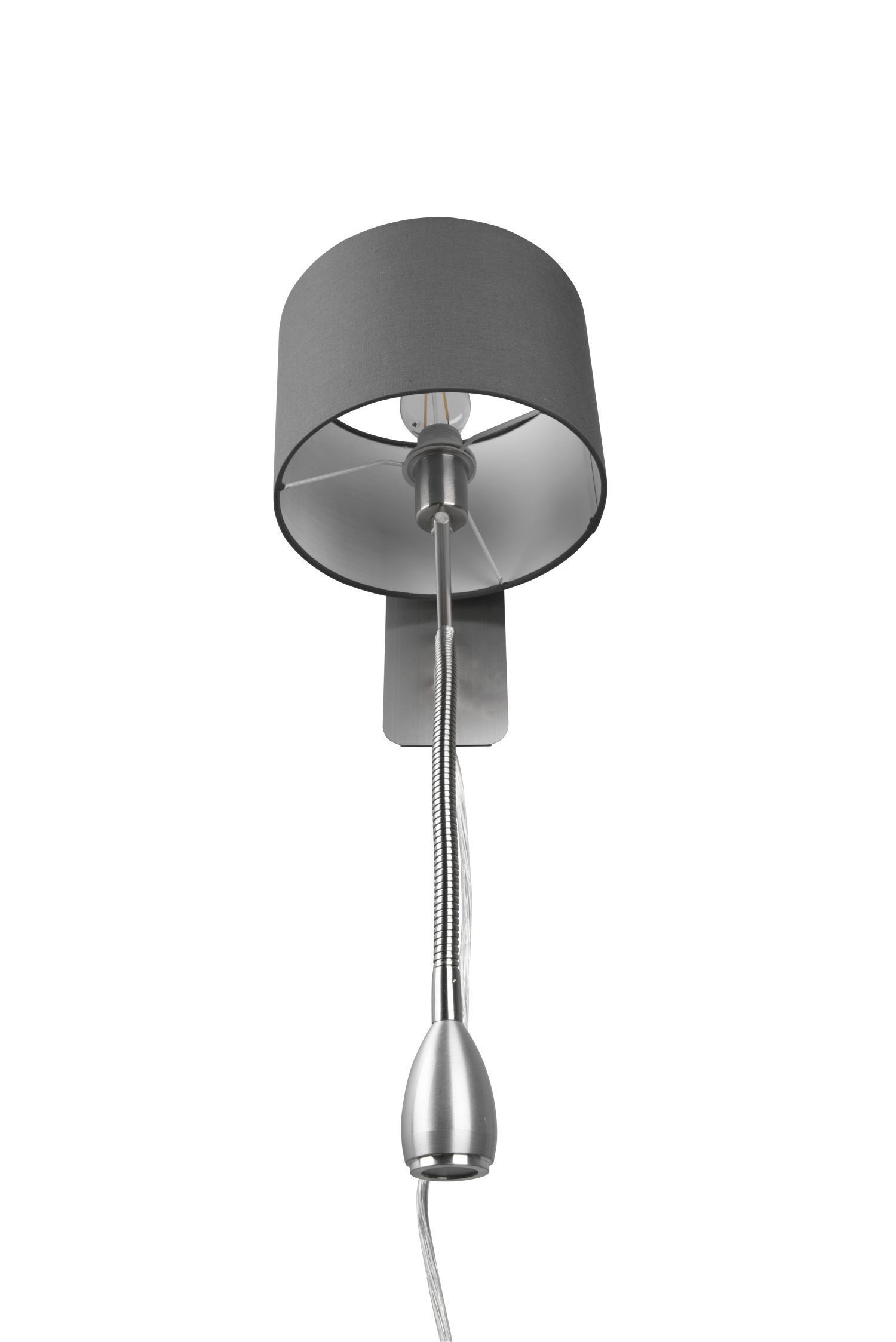 Wandlampe mit Schalter Stoff Metall E14 LED Nickel Grau