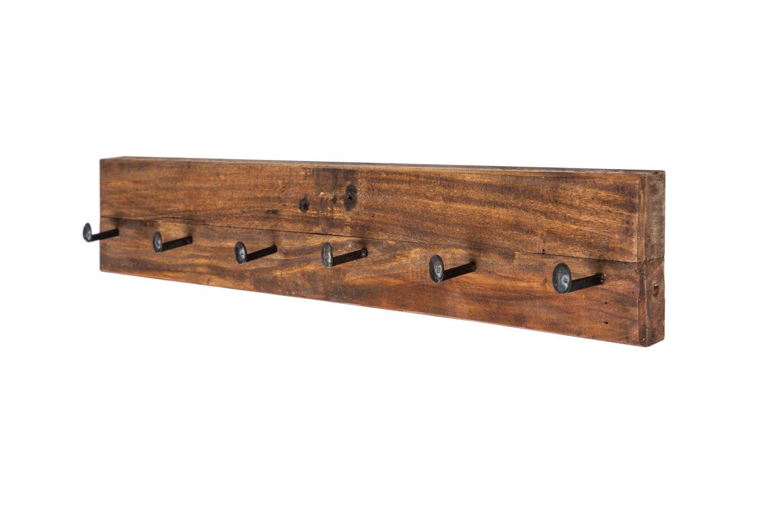 Wandgarderobe recyceltes Teakholz Metall 74 cm in Natur