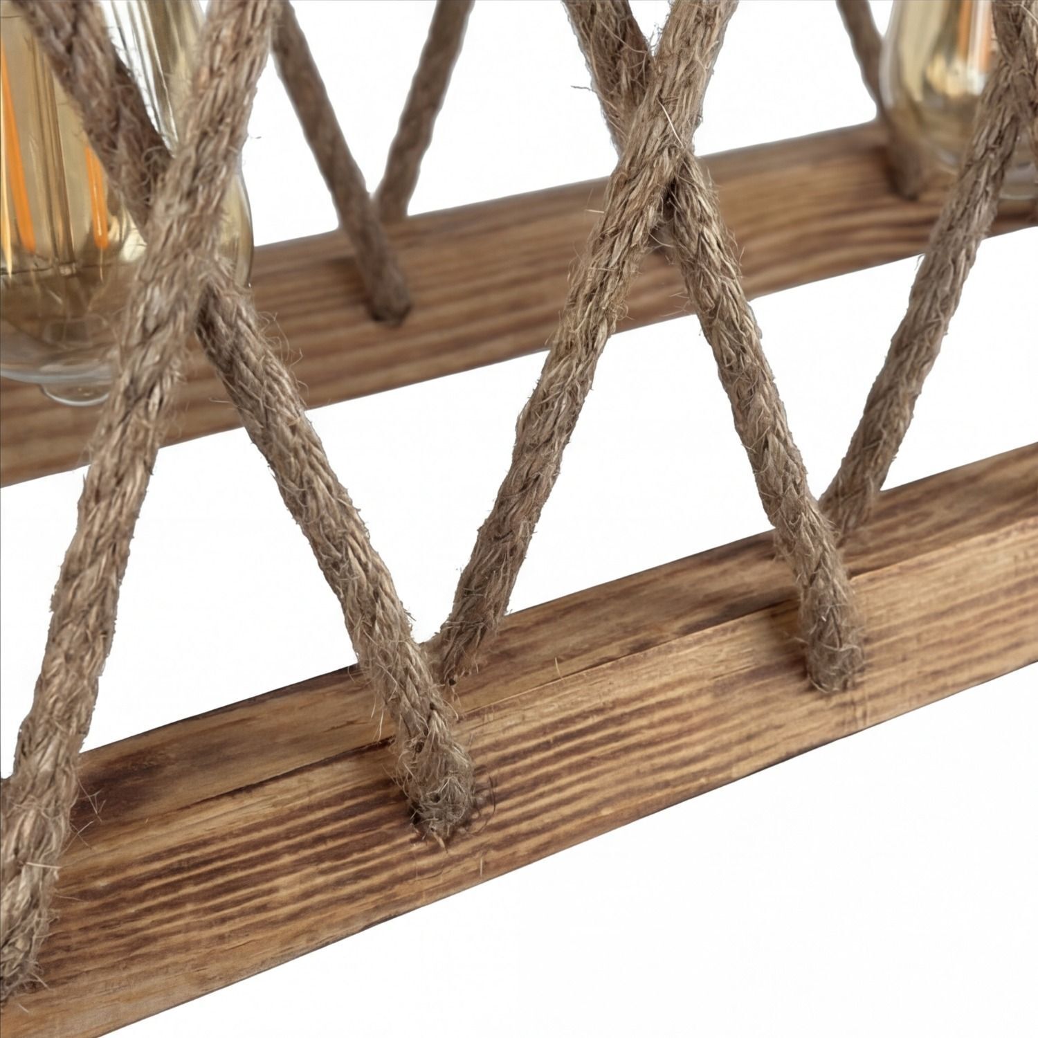 Holzbrett, Seilnetz, Hängetablett, Makramee-Aufhängung, Korbnetz-Design