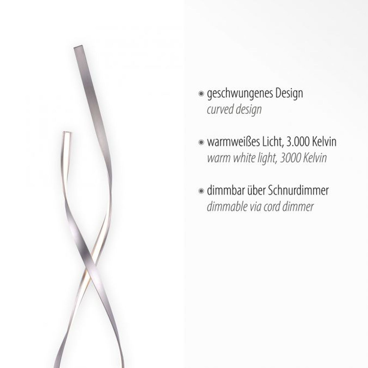 Dimmbare LED Stehlampe in Silber 140 cm 3215 lm 26 W Besteck, Gabel, Zubehör, Schwert, Waffe